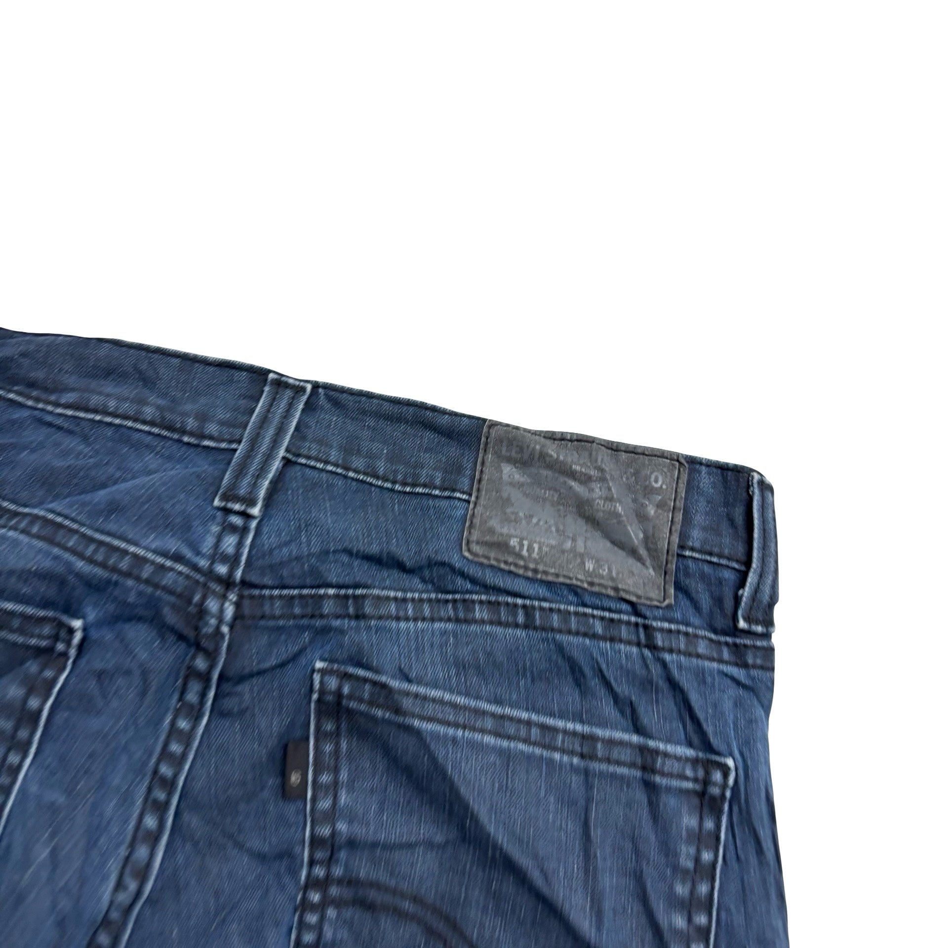 Levis 511 Jeans W30 L30 Mens Waxed Navy Blue Slim Fit Stretch Denim (E)