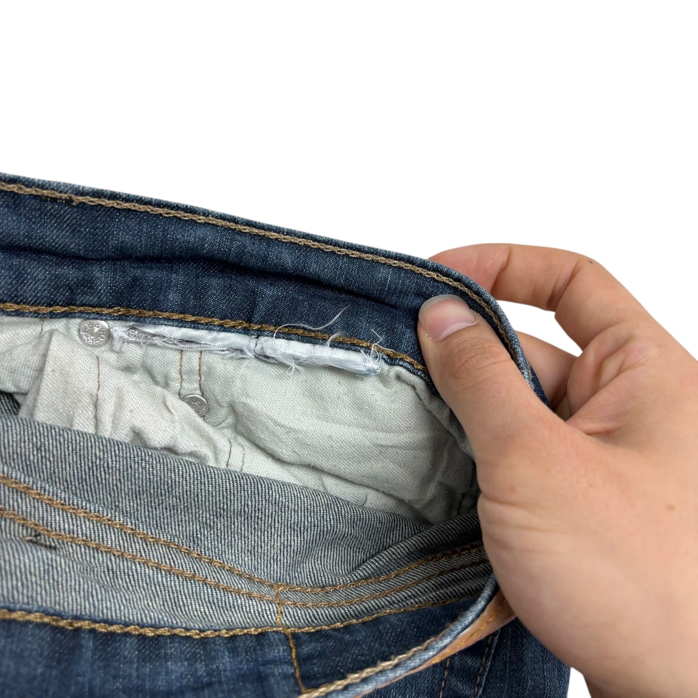 Levis 505 Jeans W42 L30 Mens Dark Blue Regular Straight Fit Stretch Denim (E)