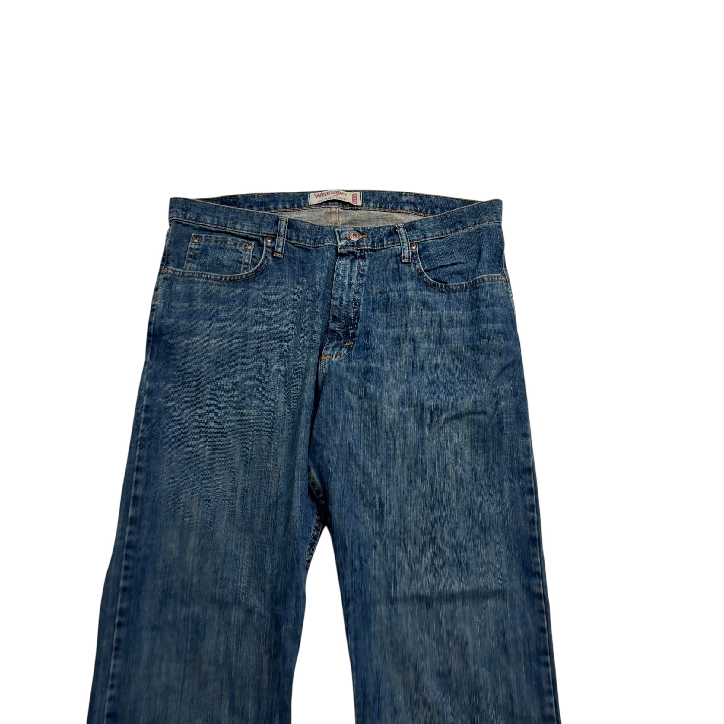 Wrangler Jeans W38 L32 Mens Dark Blue Relaxed Bootcut Fit Vintage Denim (E)