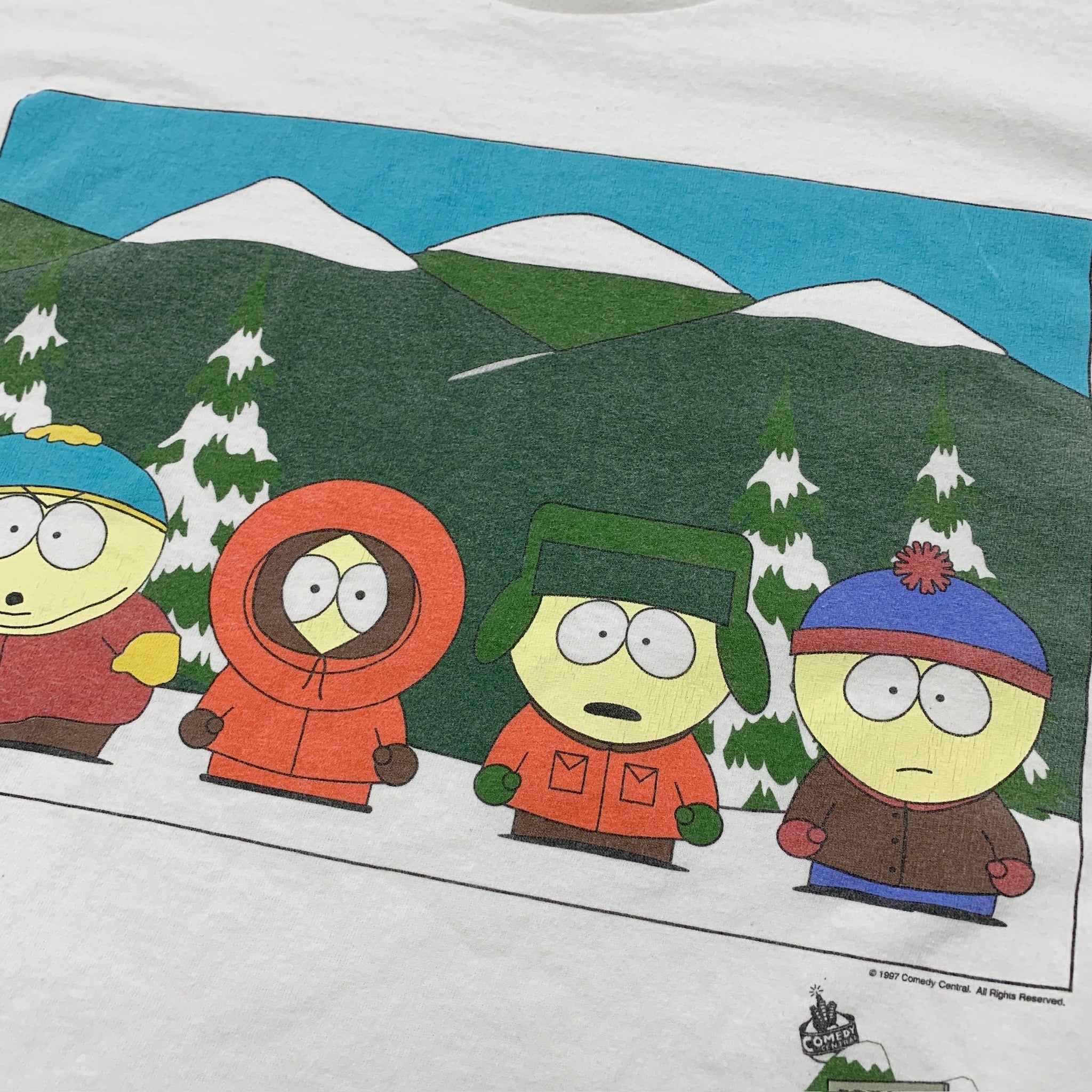 Vintage T Shirt Mens Large White Graphic Print 90s South Park Film TV Promo