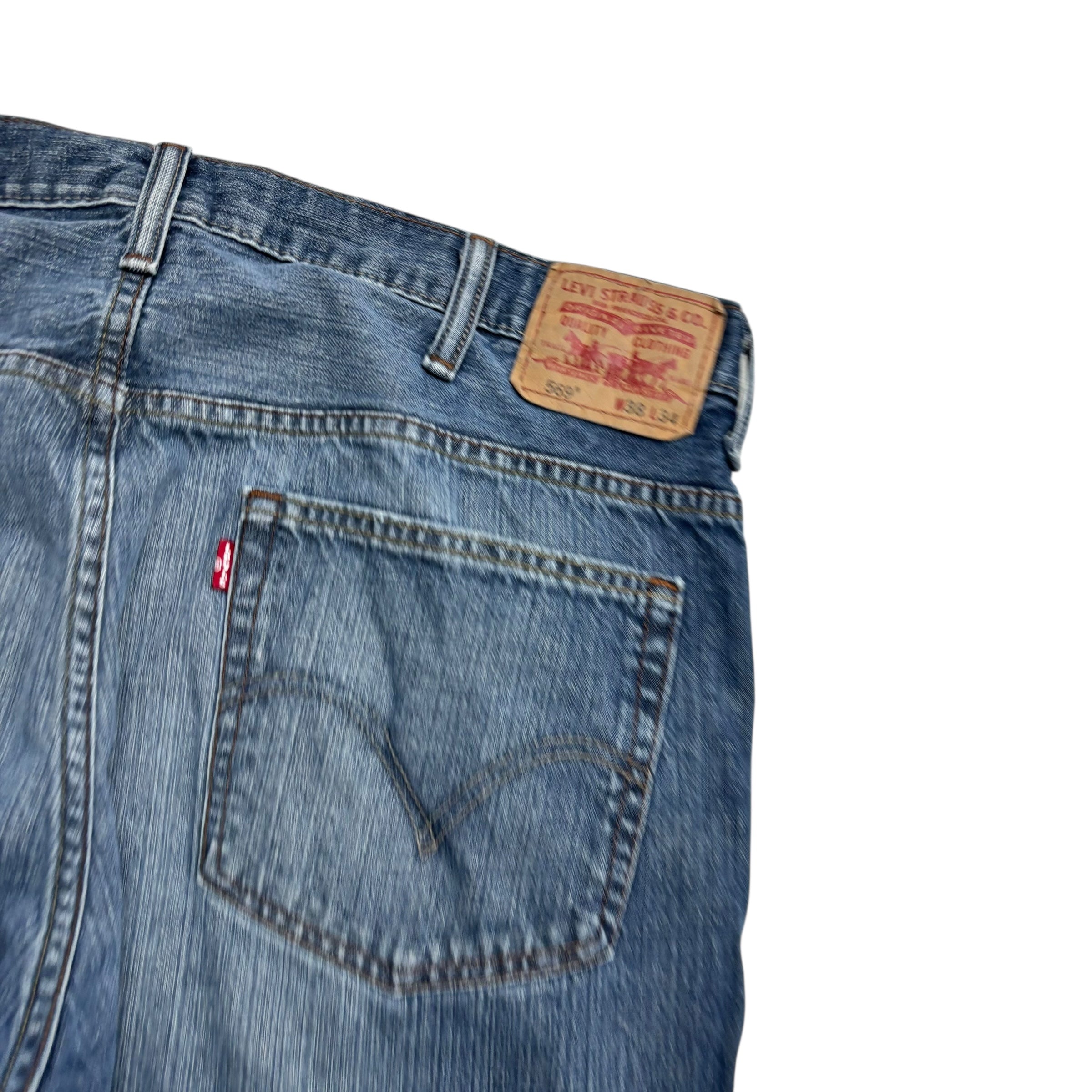 Levis 569 Jeans W38 L34 Mens Mid Blue Baggy Relaxed Straight Vintage Denim (E)