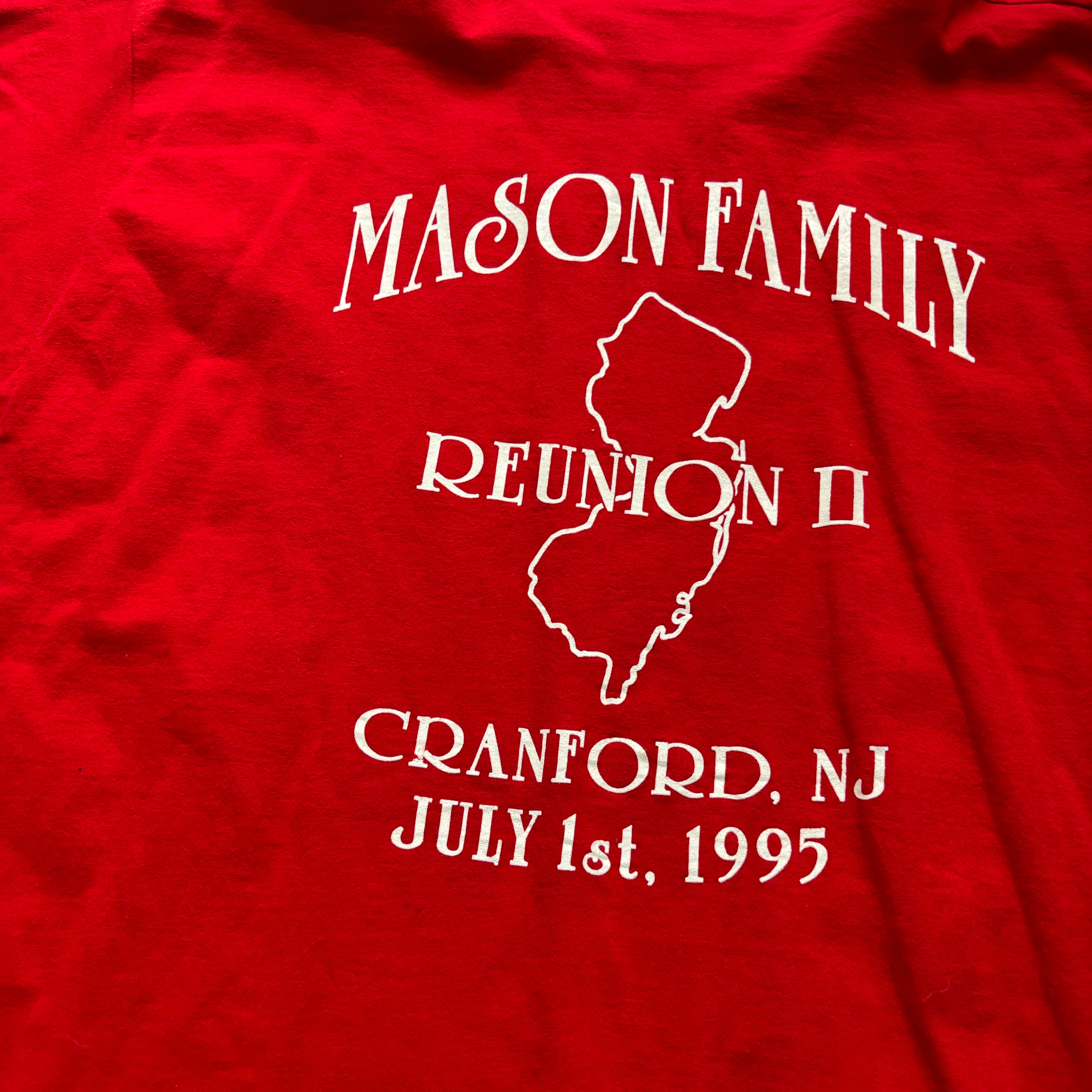 Vintage T Shirt Mens XL Red Single Stitch Graphic Print 90s USA Reunion (E)