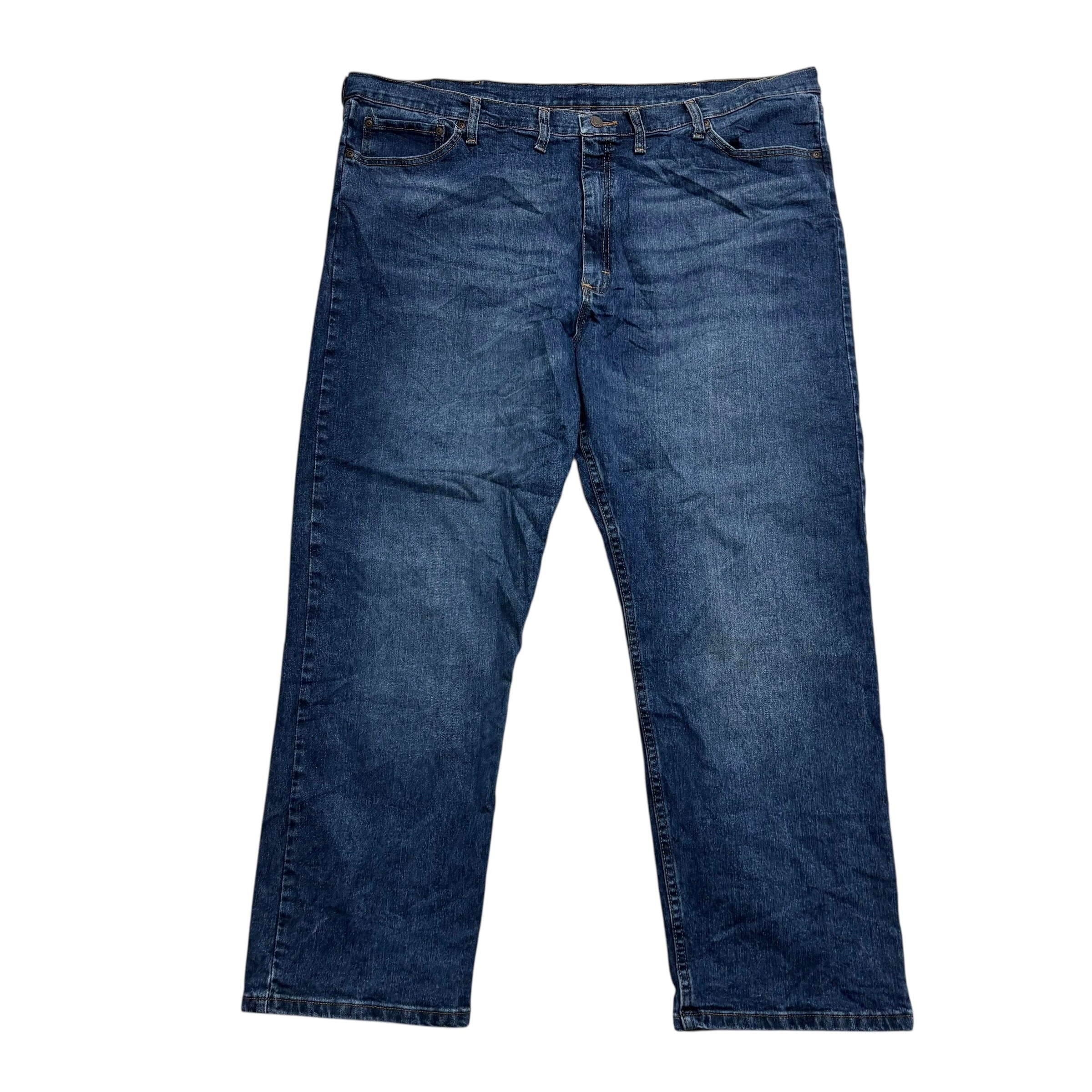 Wrangler Jeans W46 L30 Mens Dark Blue Relaxed Straight Fit Stretch Denim (E)