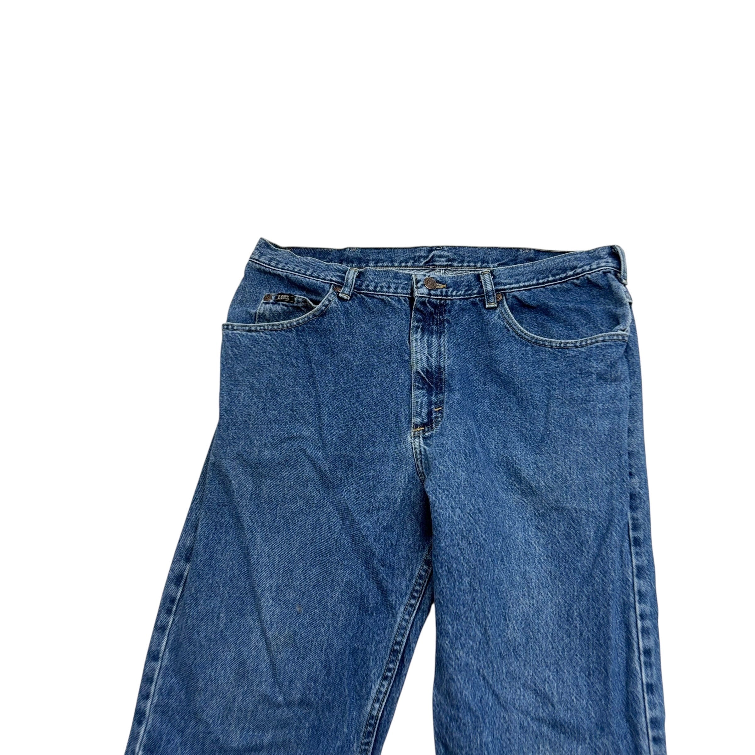 Lee Jeans W36 L32 Mens Mid Blue Regular Straight Fit Vintage Denim