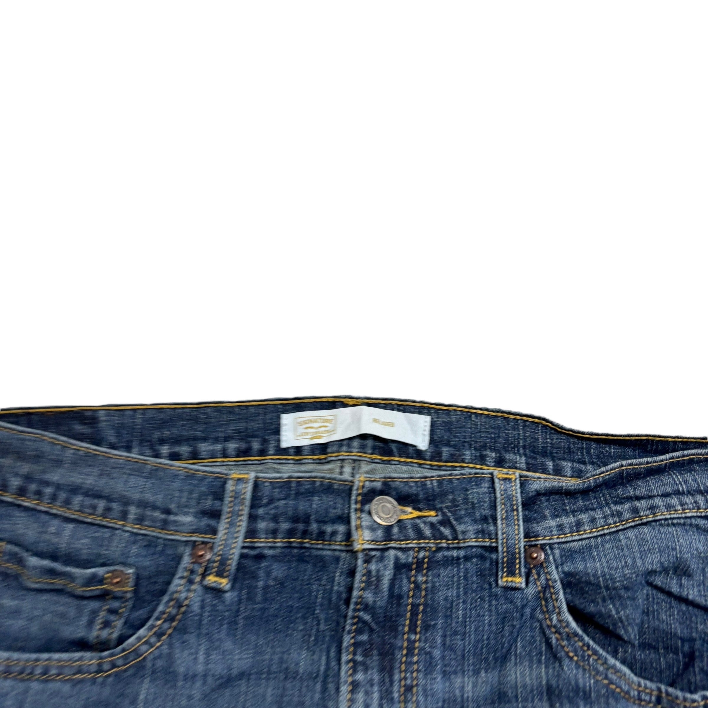 Levis Signature Jeans W36 L32 Mens Dark Blue Relaxed Straight Stretch Denim (E)