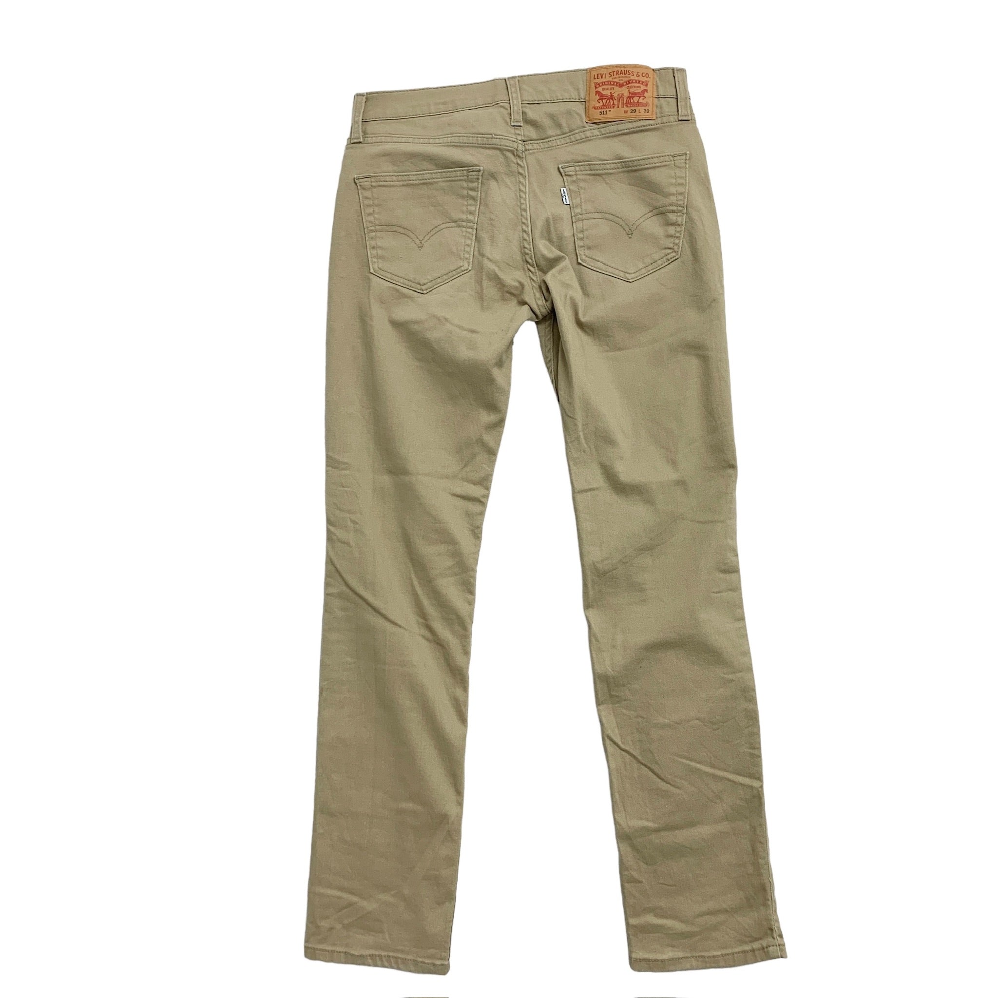 Levis 511 Trousers W29 L32 Mens Beige Tan Slim Fit Stretch Cotton Pants