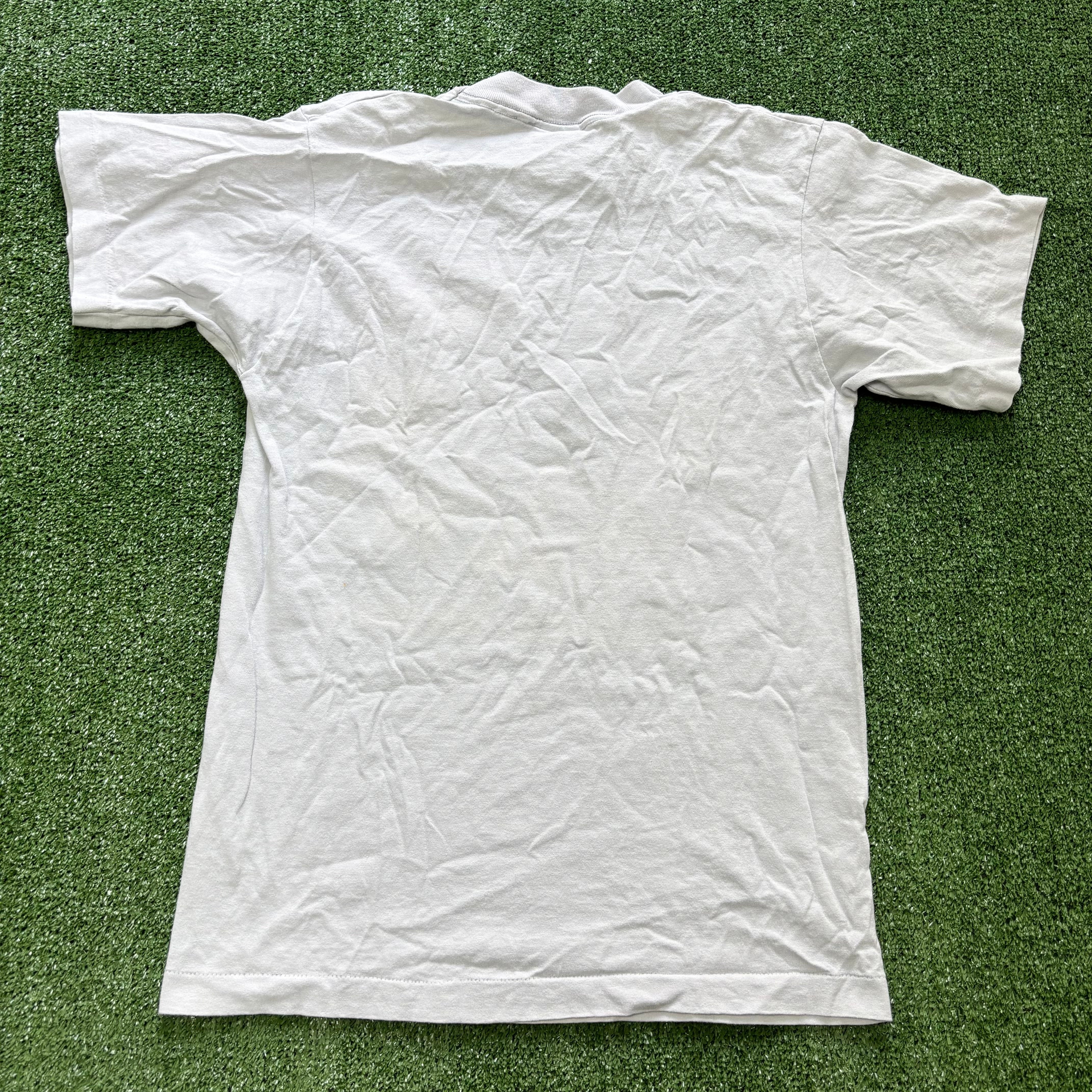 Vintage T Shirt Mens Small Grey Single Stitch Graphic Print 90s Racing