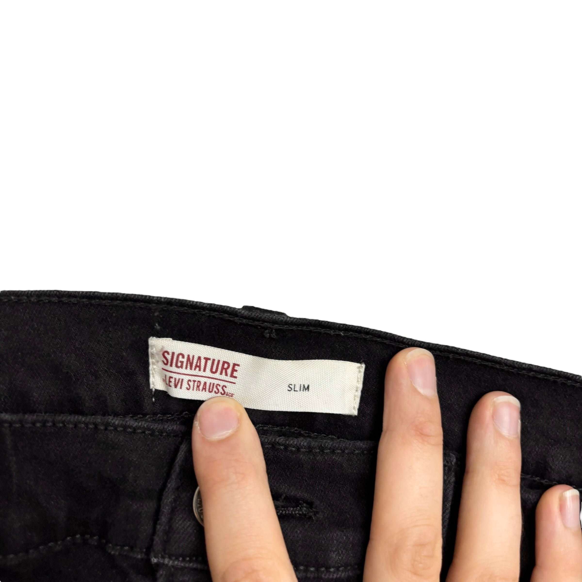 Levis Signature Jeans W32 L32 Mens Black Slim Fit Stretch Denim (E)