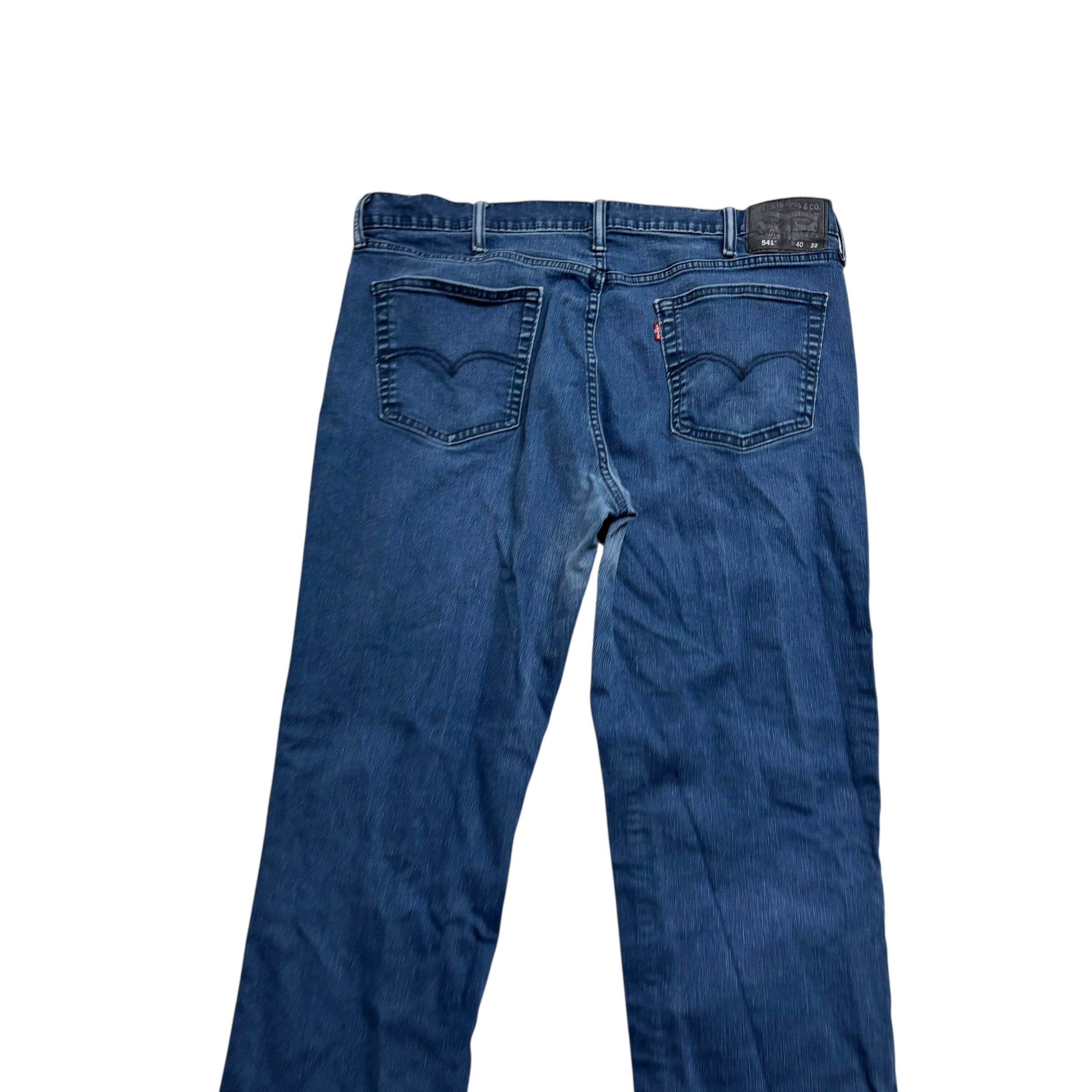 Levis 541 Jeans W40 L30 Mens Navy Blue Athletic Tapered Fit Stretch Denim (F)