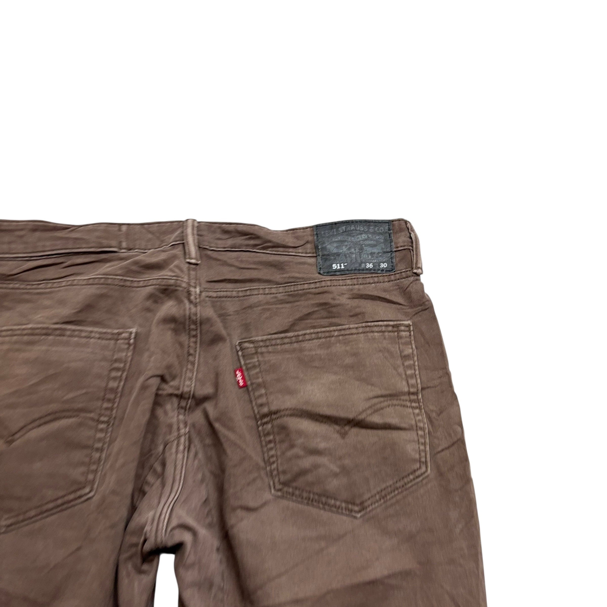 Levis 511 Commuter Jeans W36 L30 Mens Brown Slim Fit Stretch Denim