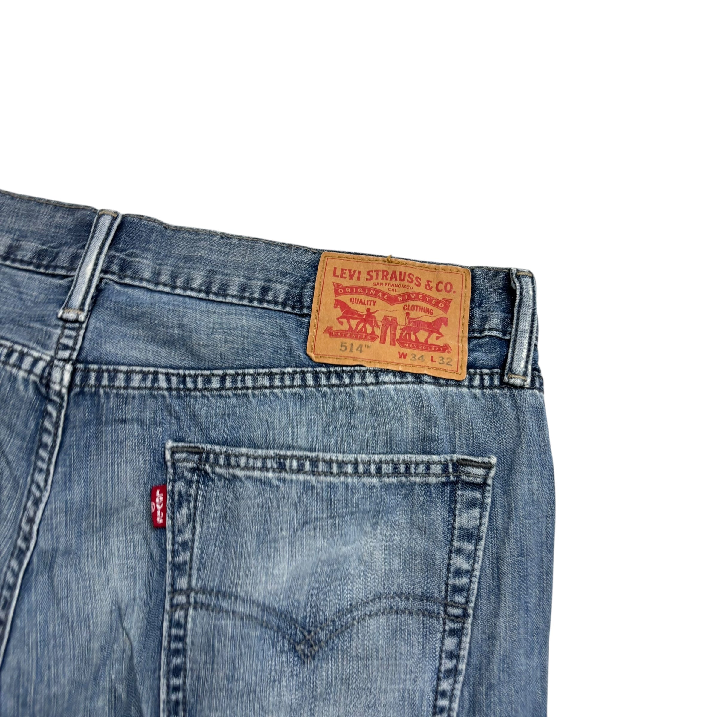 Levis 514 Jeans W34 L32 Mens Silver Blue Regular Straight Fit Denim (F)