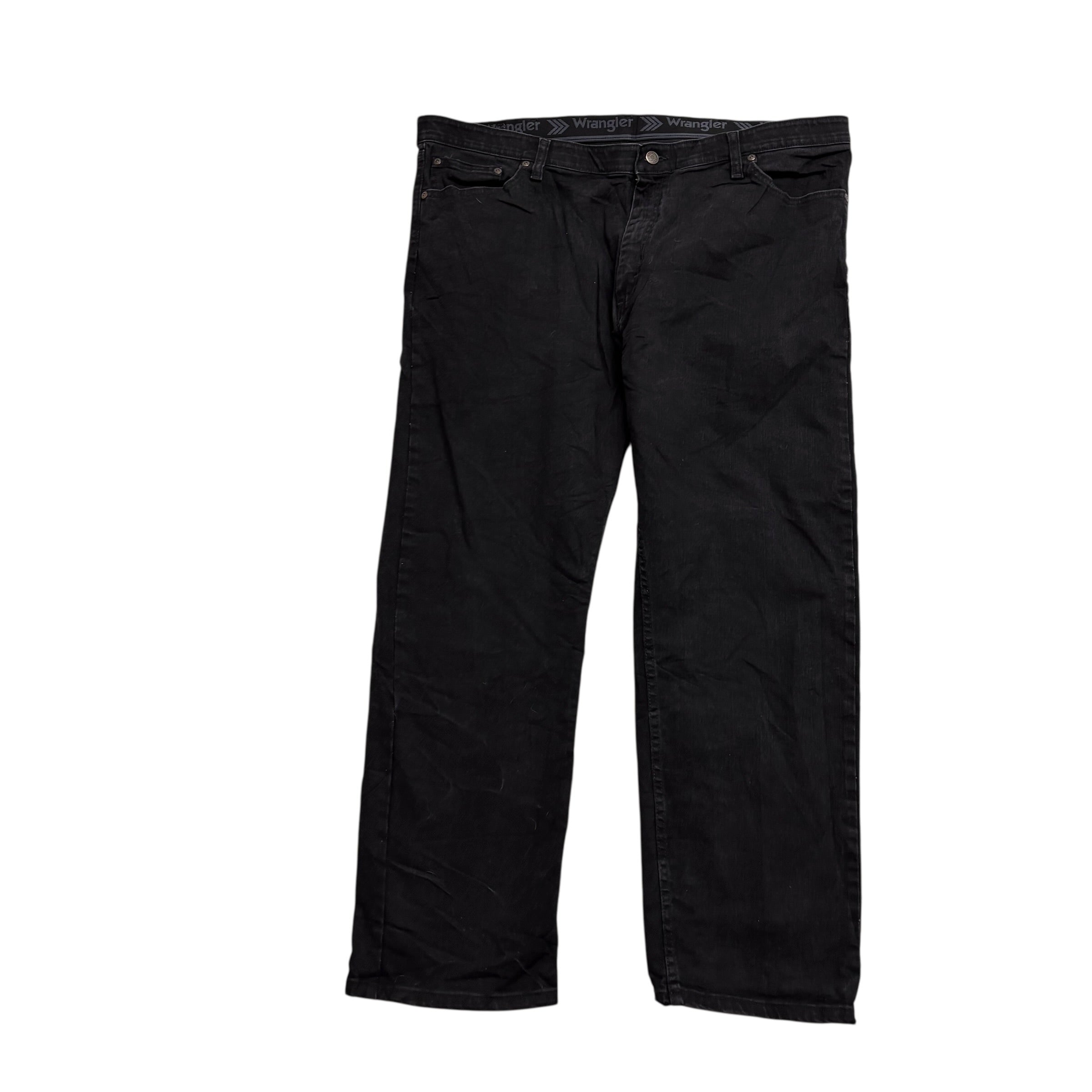 Wrangler Jeans W42 L30 Mens Black Relaxed Straight Fit Stretch Denim