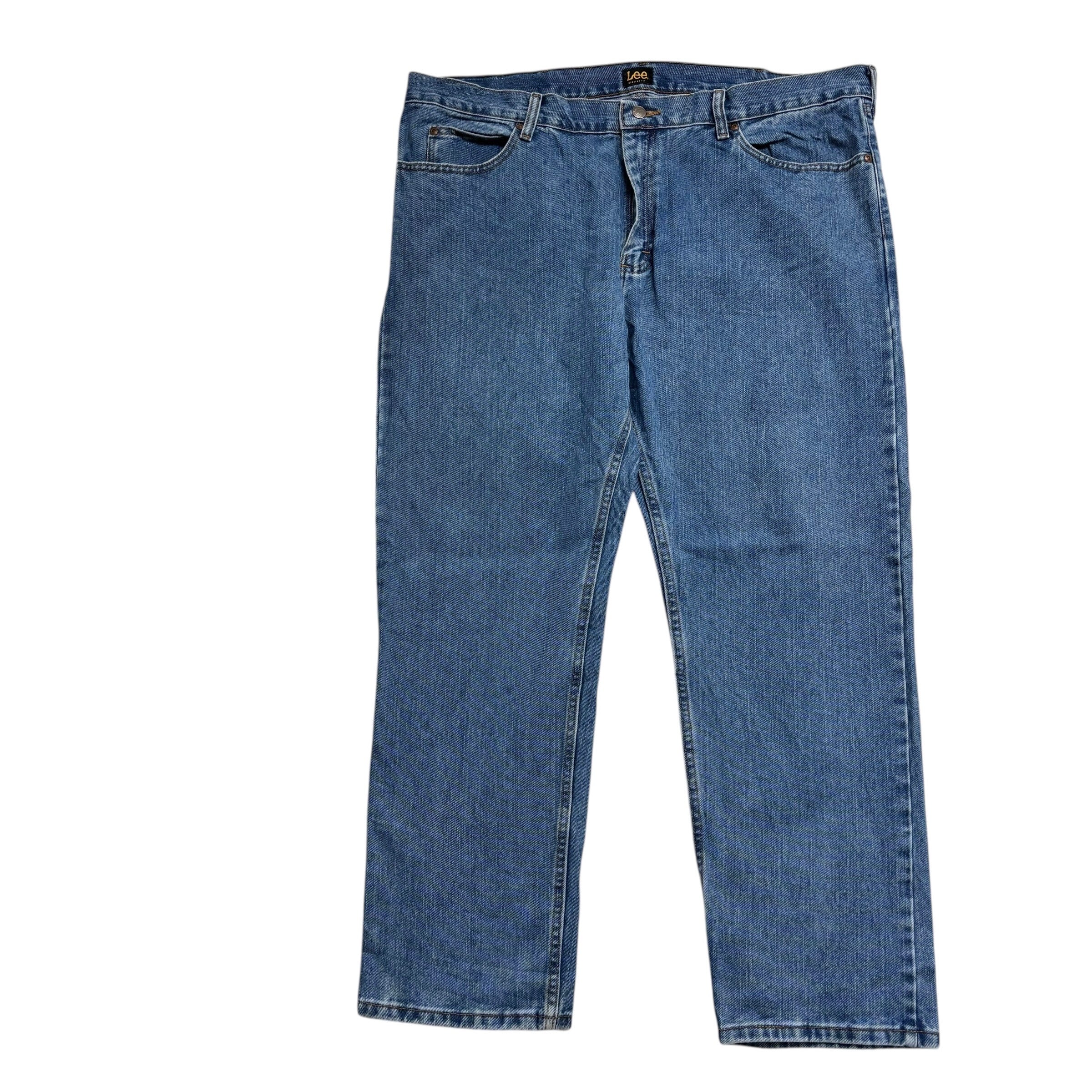 Lee Jeans W42 L30 Mens Mid Blue Regular Straight Fit Denim (E)
