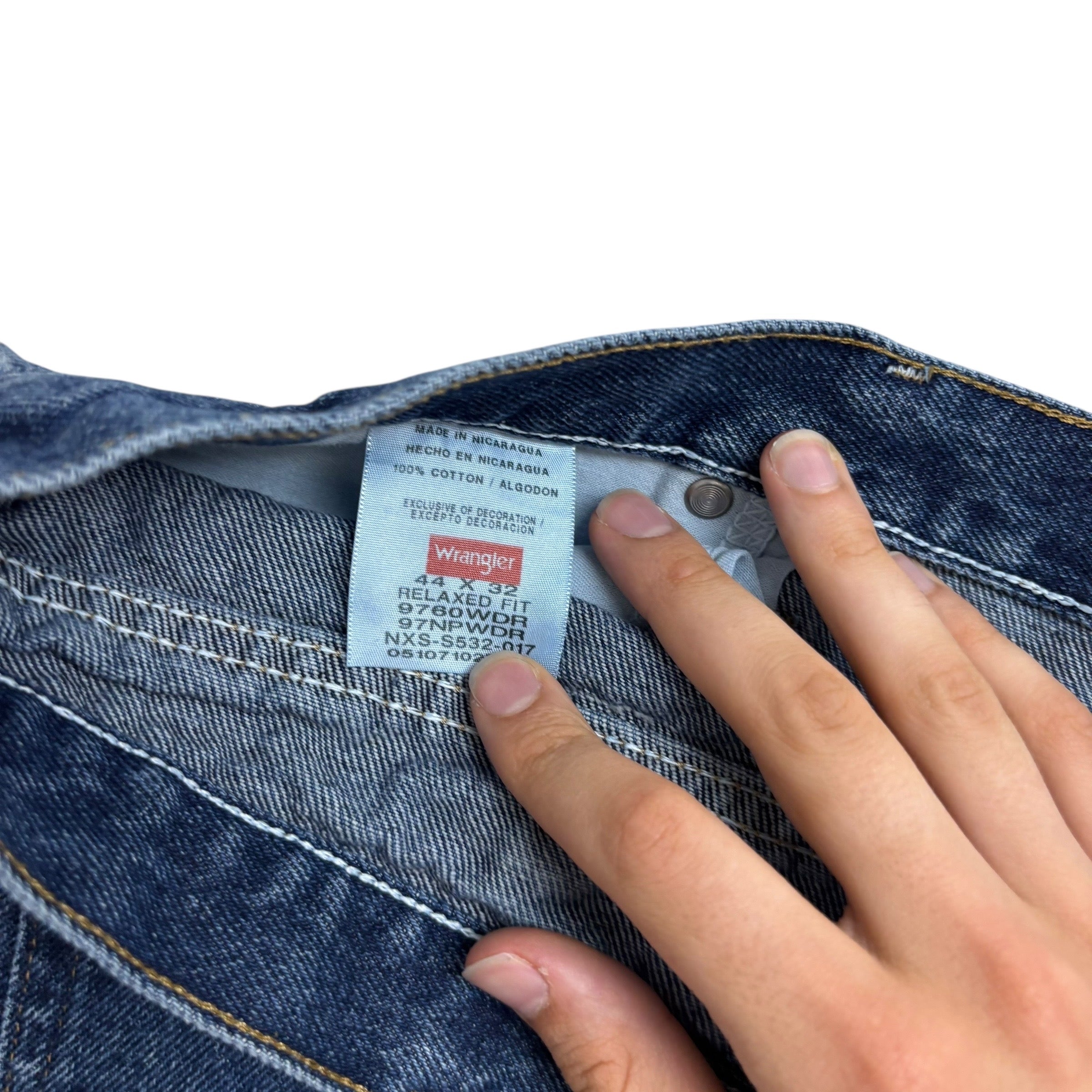 Wrangler Jeans W42 L32 Mens Mid Blue Relaxed Straight Fit Denim (E)