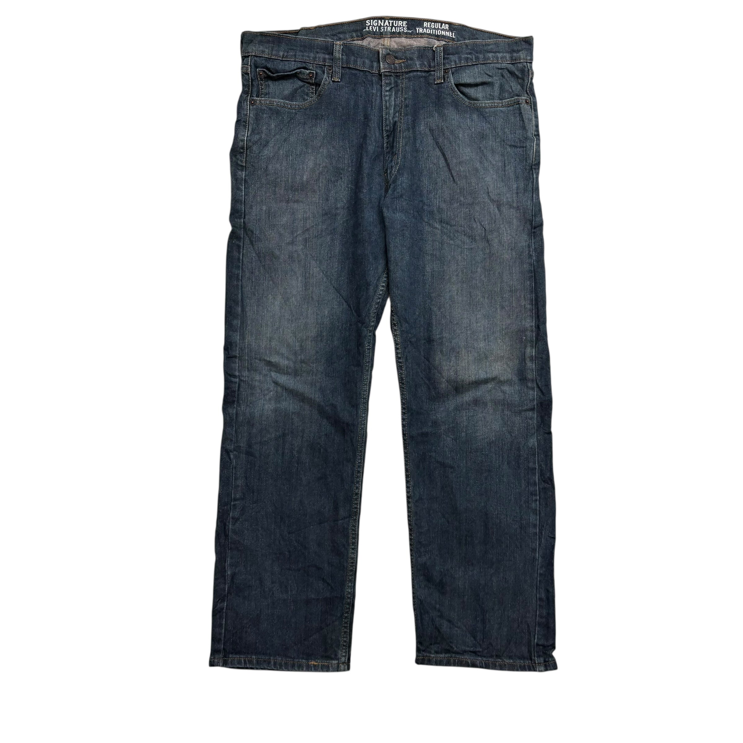 Levis Signature Jeans W38 L30 Mens Dark Blue Regular Straight Fit Stretch (E)