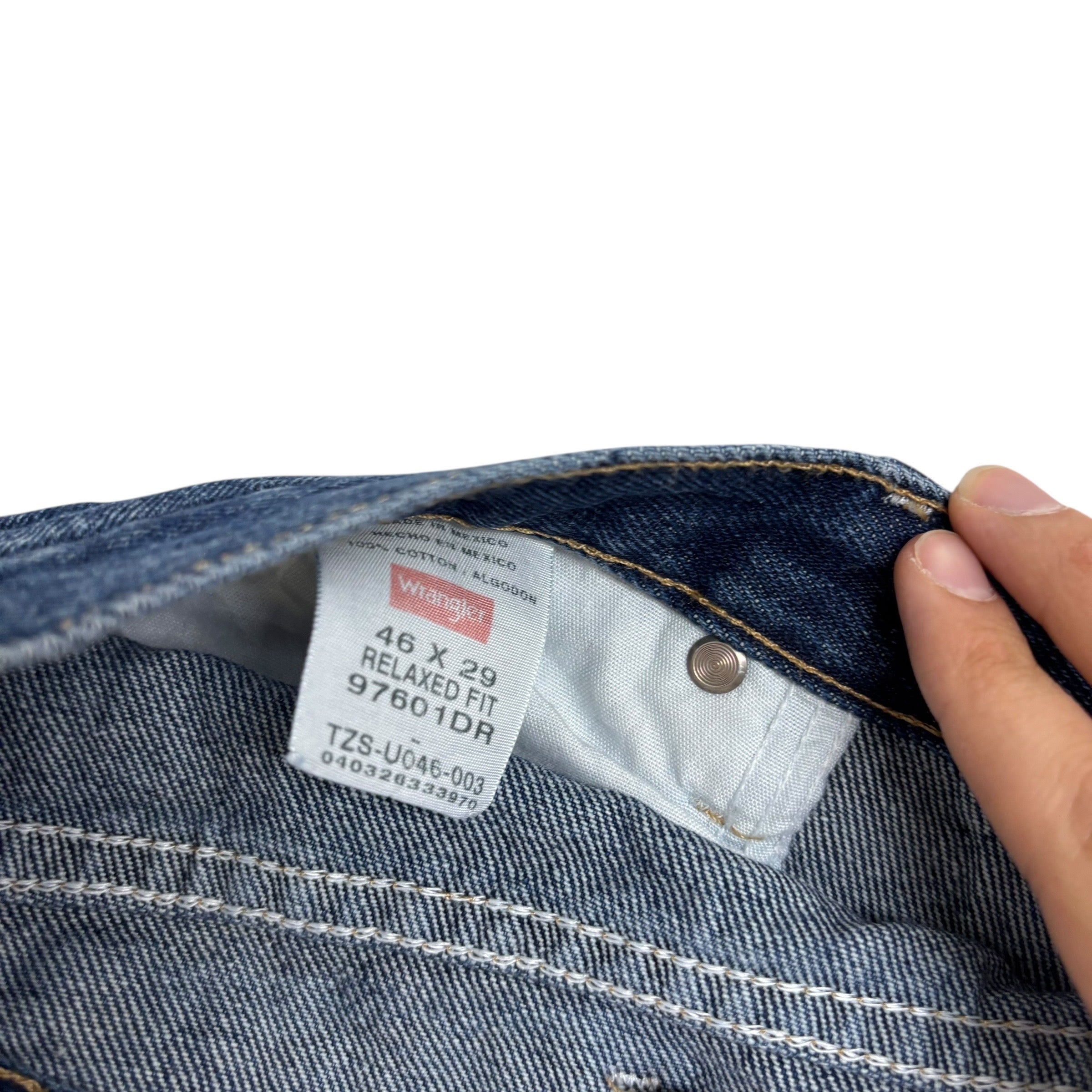Wrangler Jeans W46 L29 Mens Dark Blue Relaxed Straight Fit Denim (E)