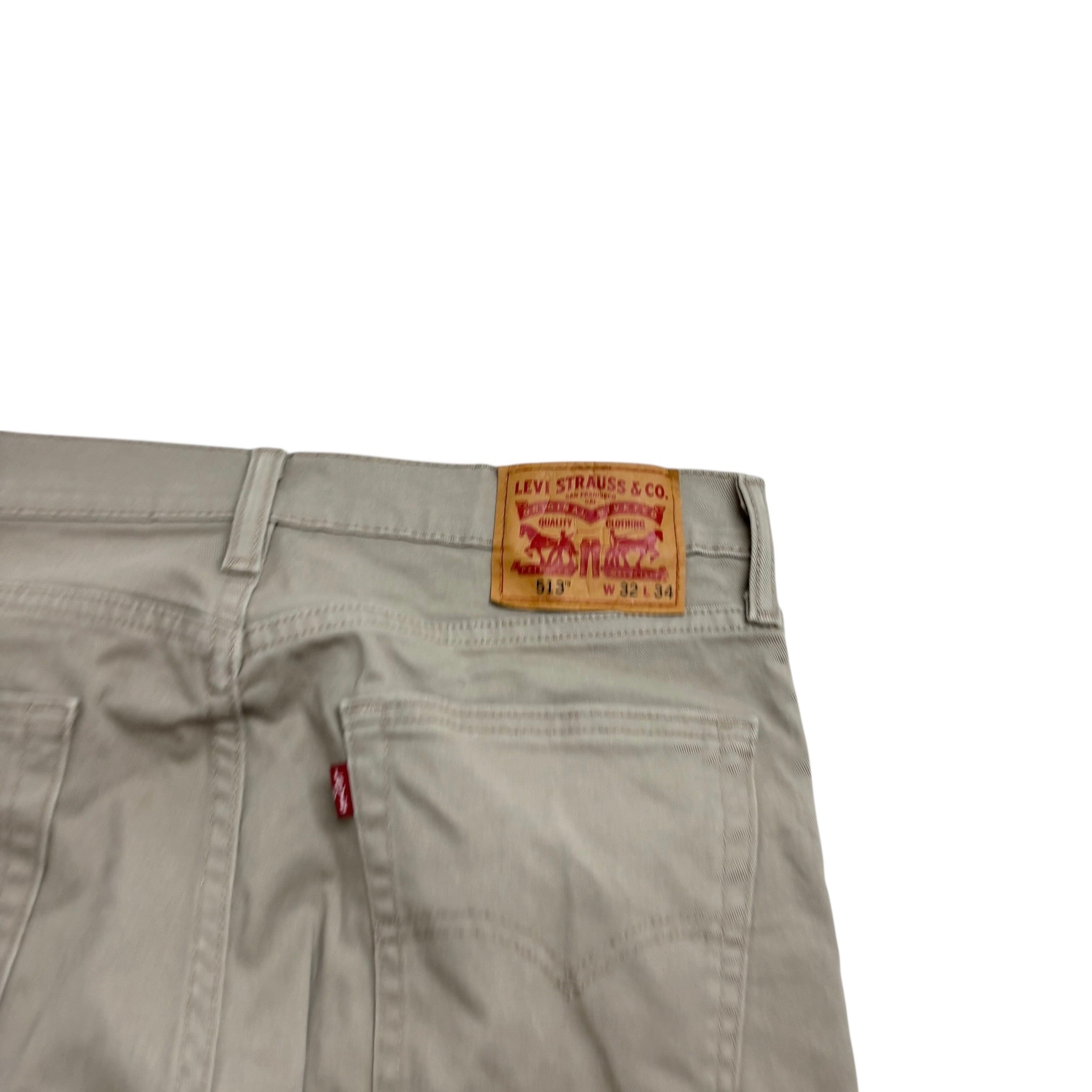 Levis 513 Jeans W32 L34 Mens Beige Slim Straight Fit Stretch Denim