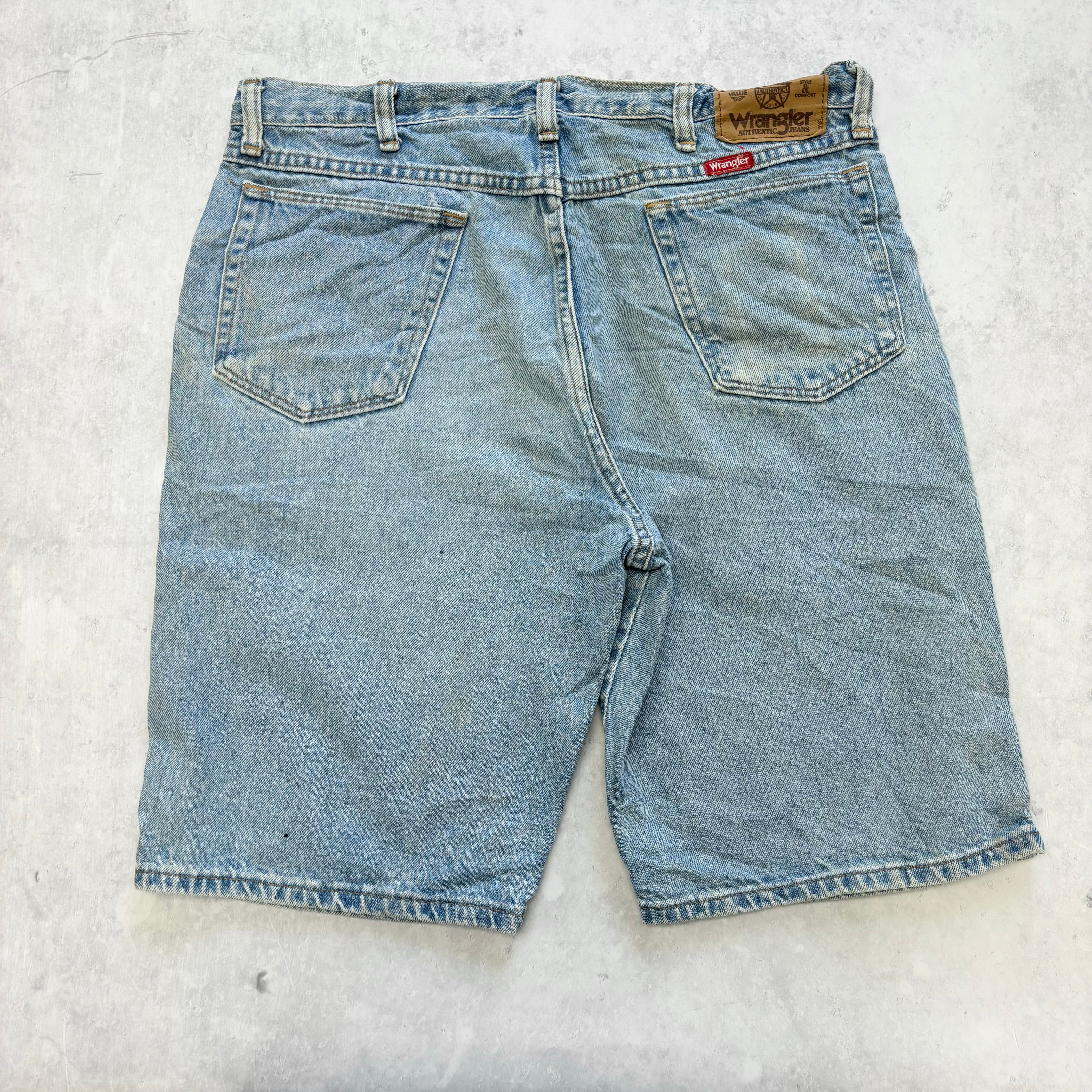 Vintage Wrangler Jorts W32 Mens Denim Shorts Light Blue Regular Fit