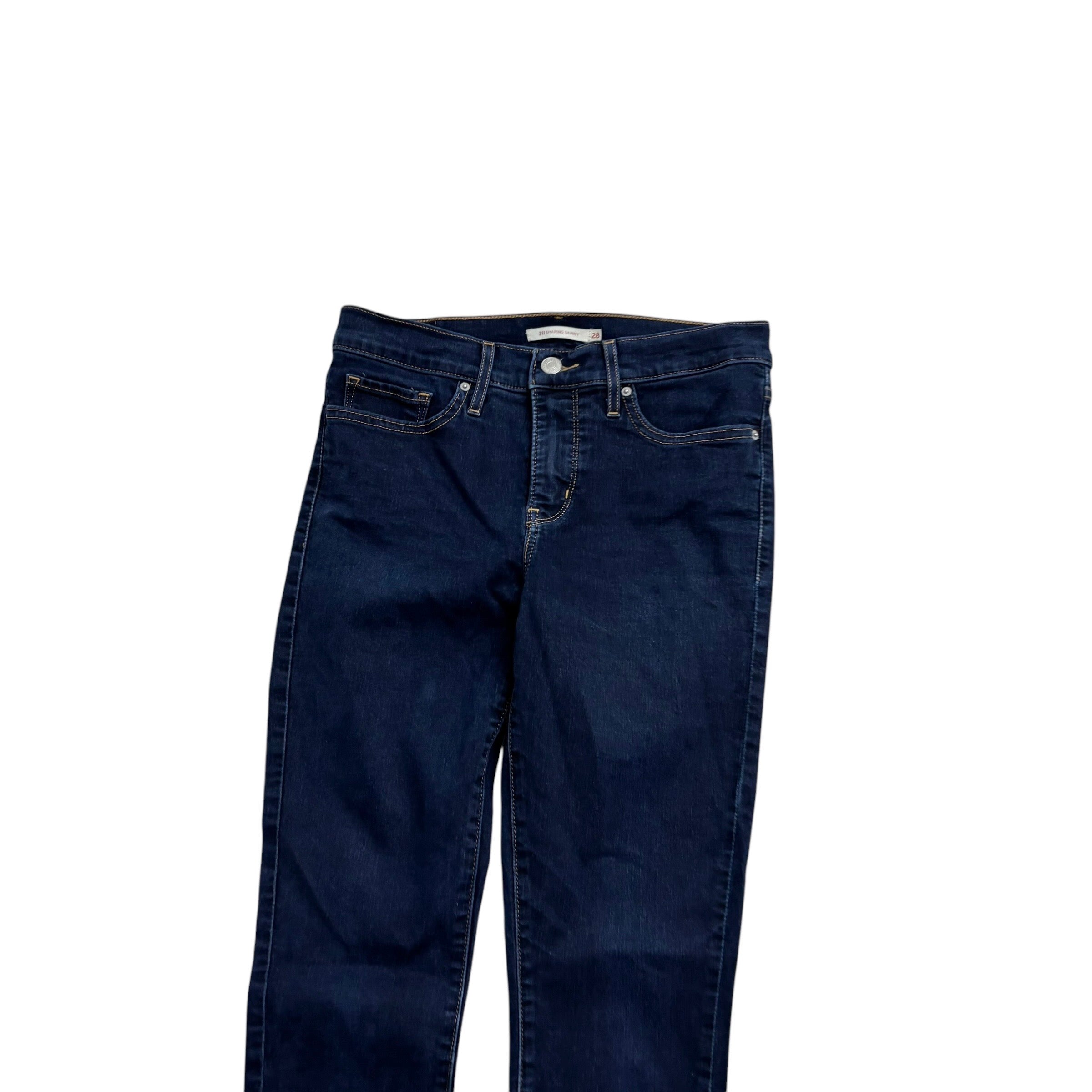 Levis 311 Jeans W28 L30 Womens Dark Blue Shaping Skinny Fit Stretch Denim (E)