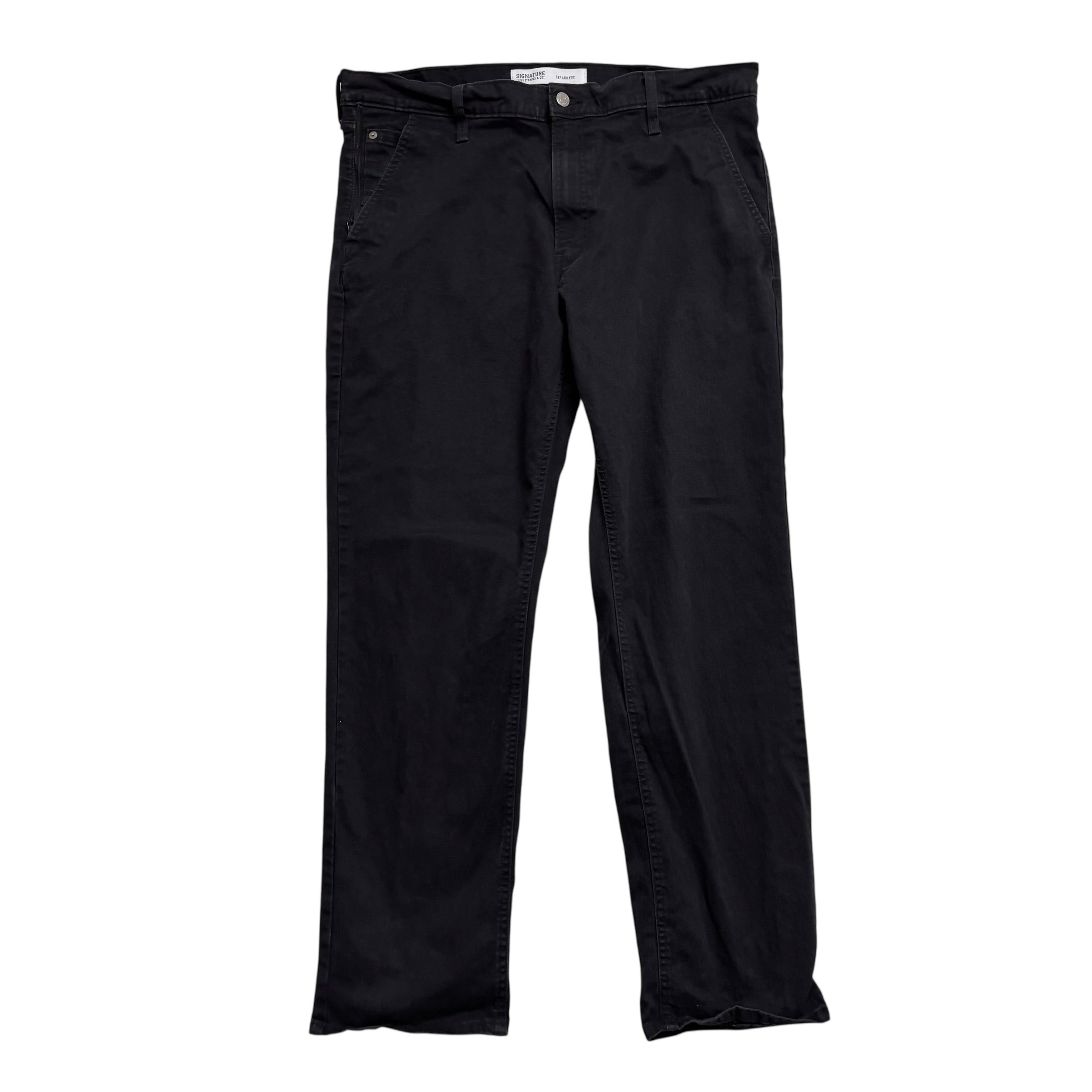 Levis Signature Trousers W38 L30 Mens Black Athletic Fit Stretch