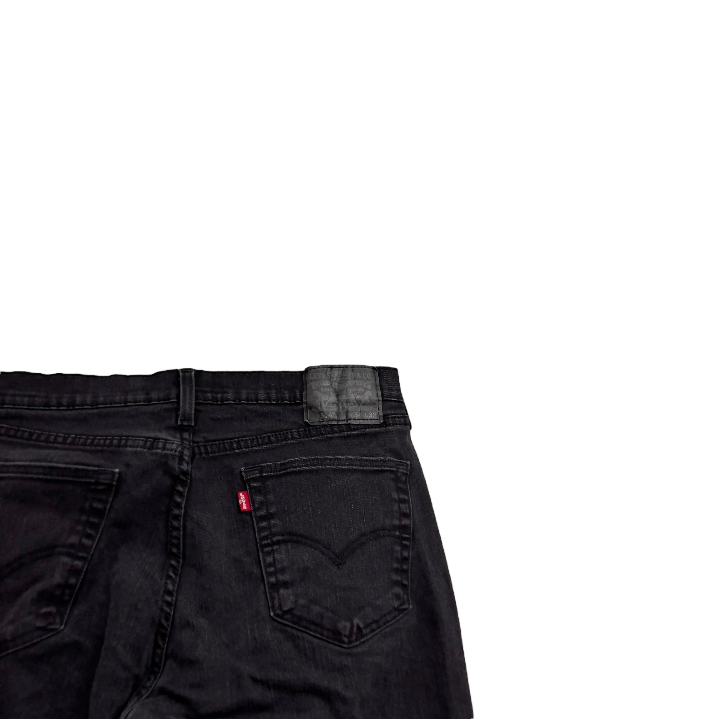 Levis 514 Jeans W34 L32 Mens Black Regular Straight Fit Stretch Denim (E)