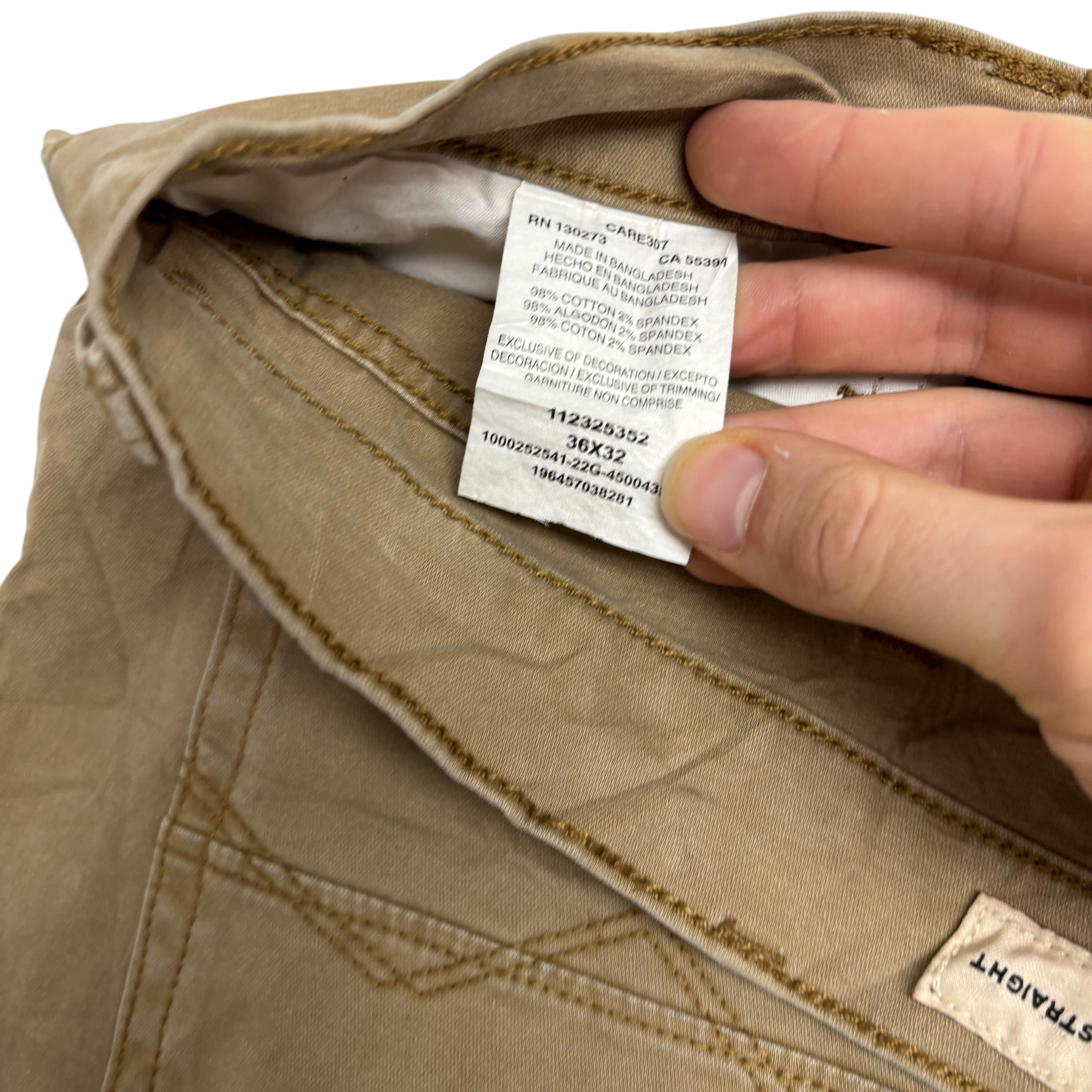 Wrangler Trousers W36 L32 Mens Beige Tan Slim Straight Fit Stretch Pants