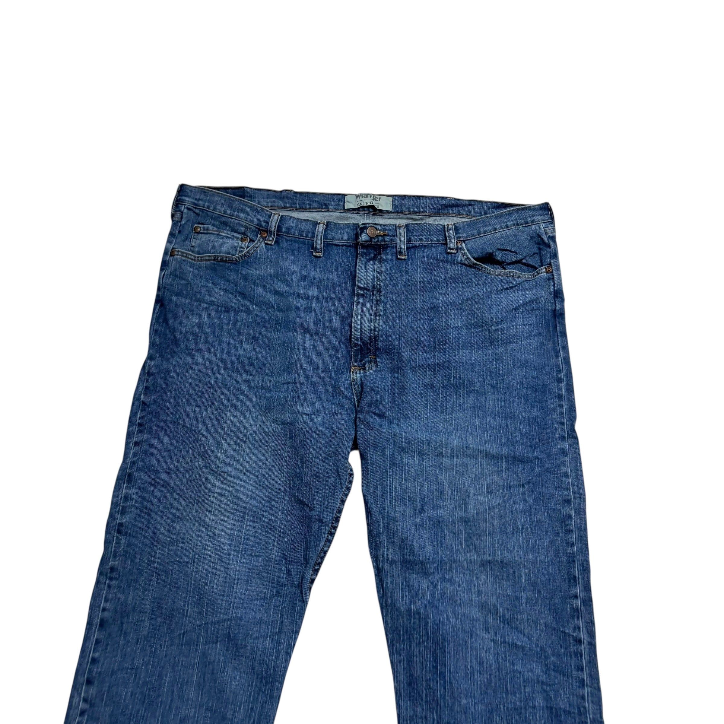 Wrangler Jeans W46 L32 Mens Mid Blue Regular Straight Fit Stretch Denim (E)