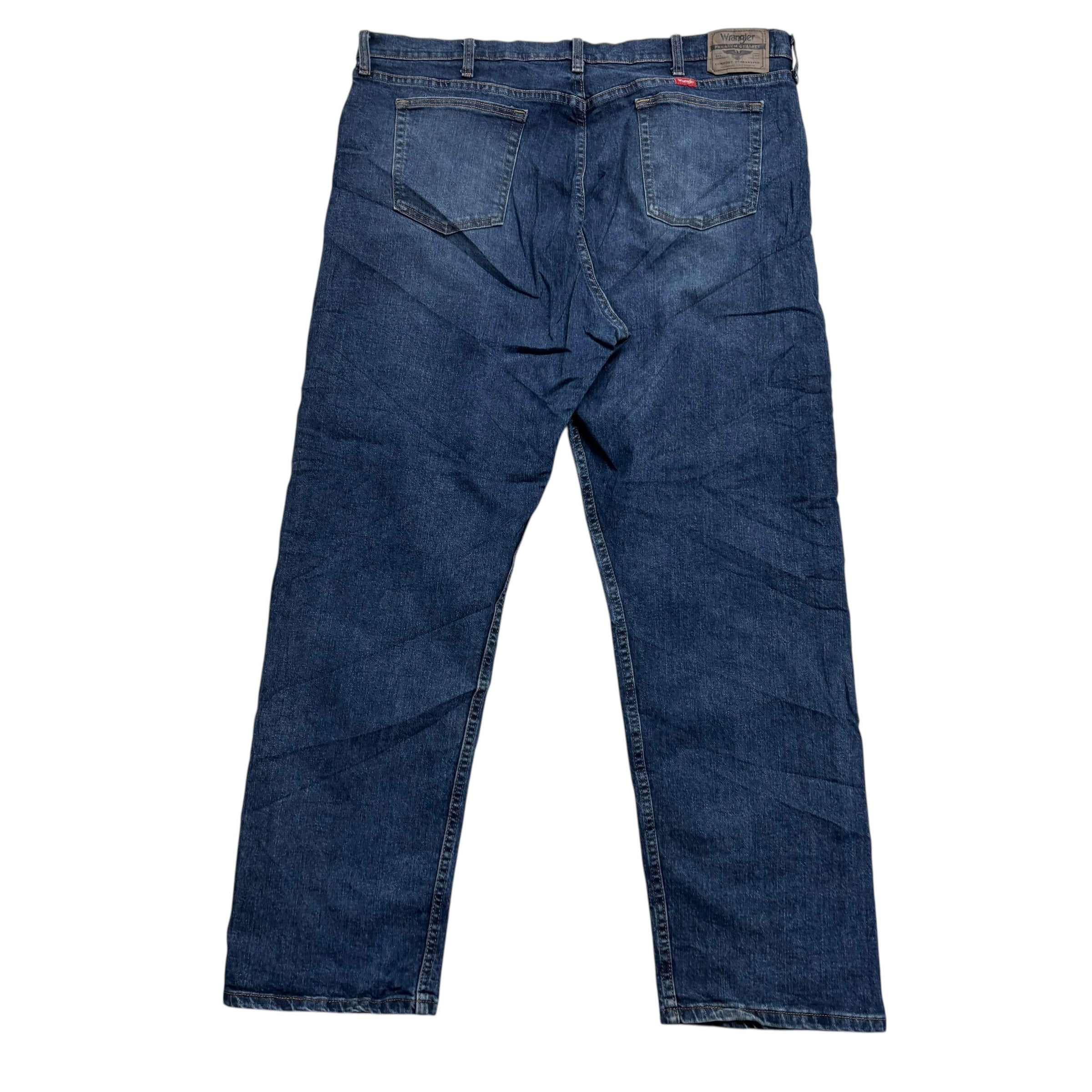 Wrangler Jeans W42 L32 Mens Dark Blue Relaxed Straight Fit Stretch Denim (E)