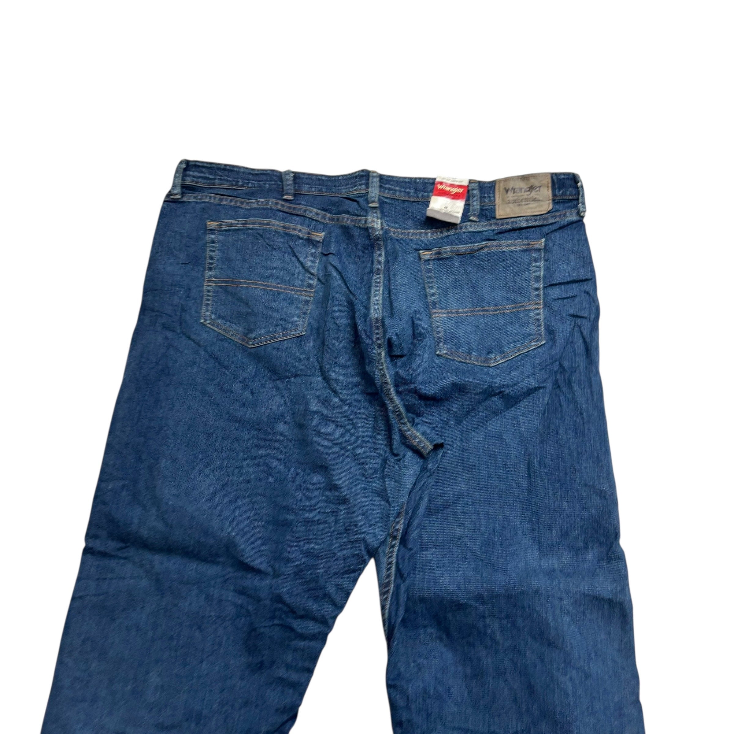 Wrangler Jeans W42 L32 Mens Dark Blue Relaxed Straight Fit Stretch Denim (E)