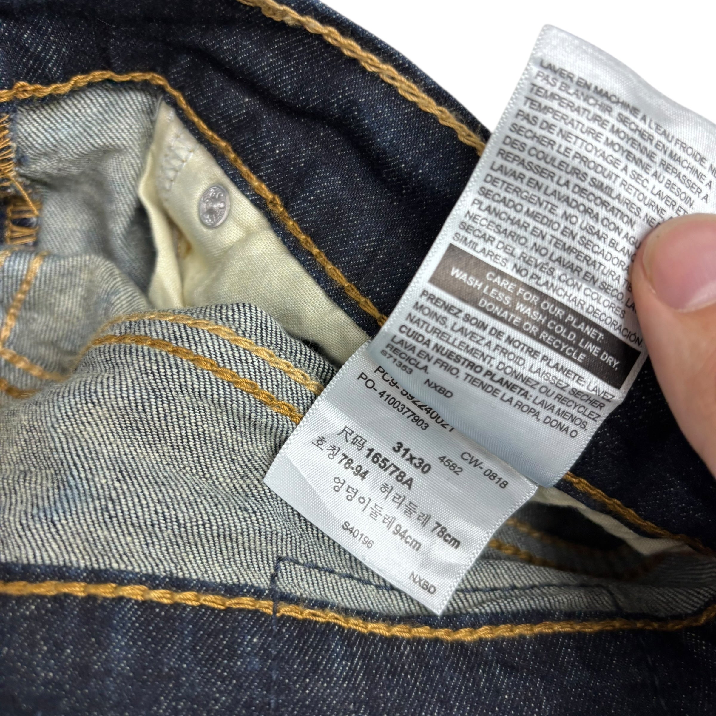 Levis Denizen Jeans W31 L29 Mens Dark Blue Slim Tapered Fit Stretch Denim (E)