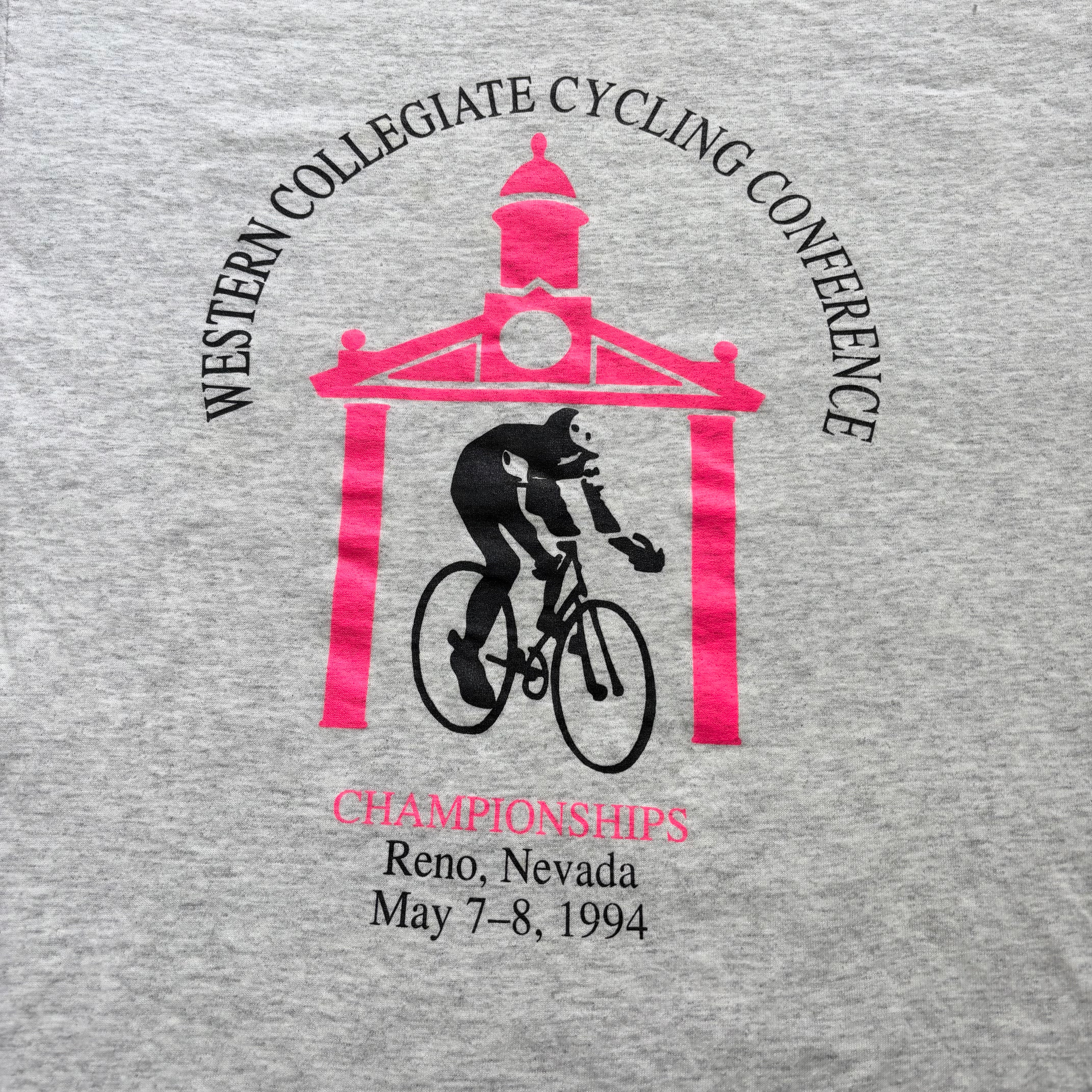 Vintage T Shirt Mens Large Grey Single Stitch Graphic Print 90s USA Cycling (E)