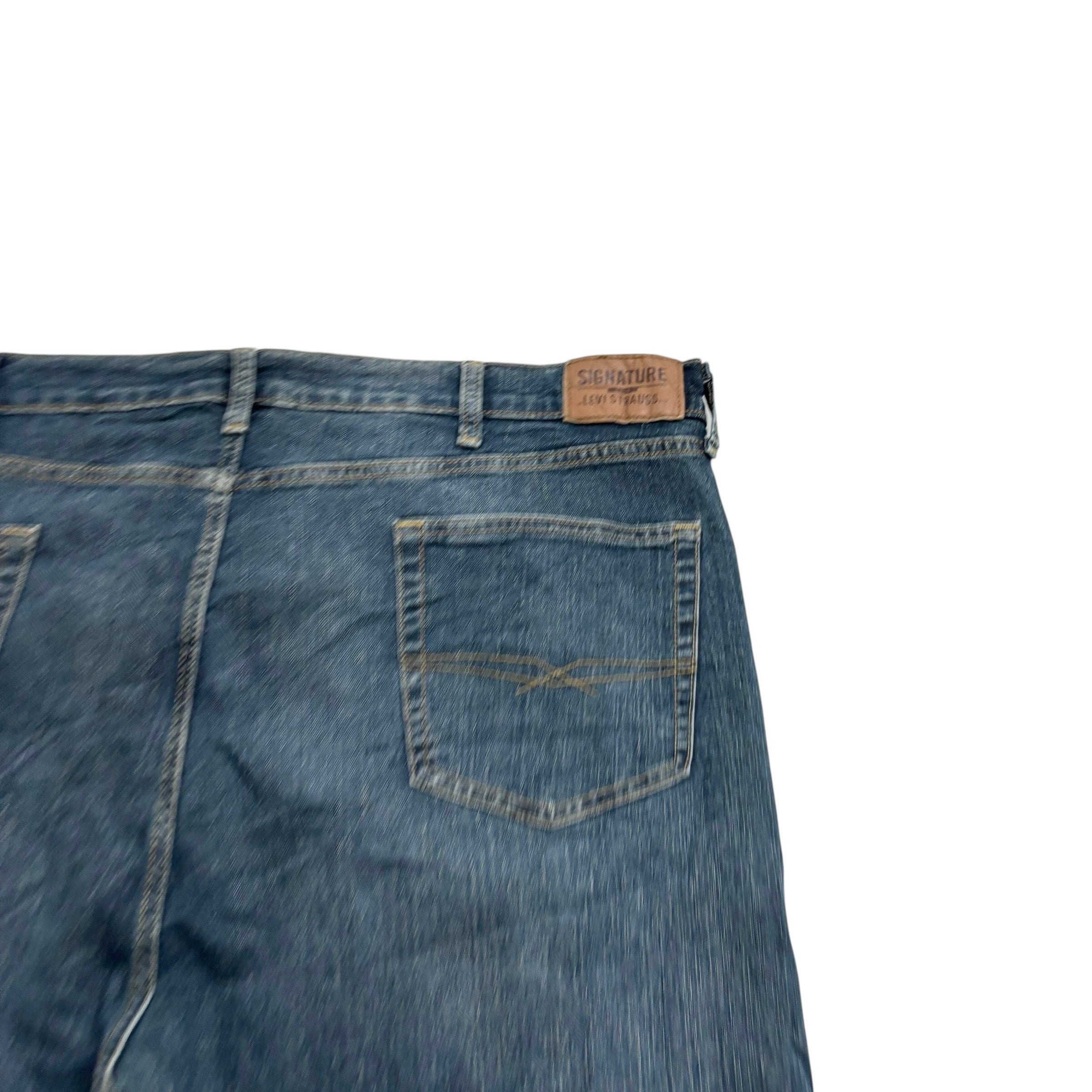 Levis Signature Jeans W46 L32 Mens Dark Blue Regular Straight Stretch Denim (E)