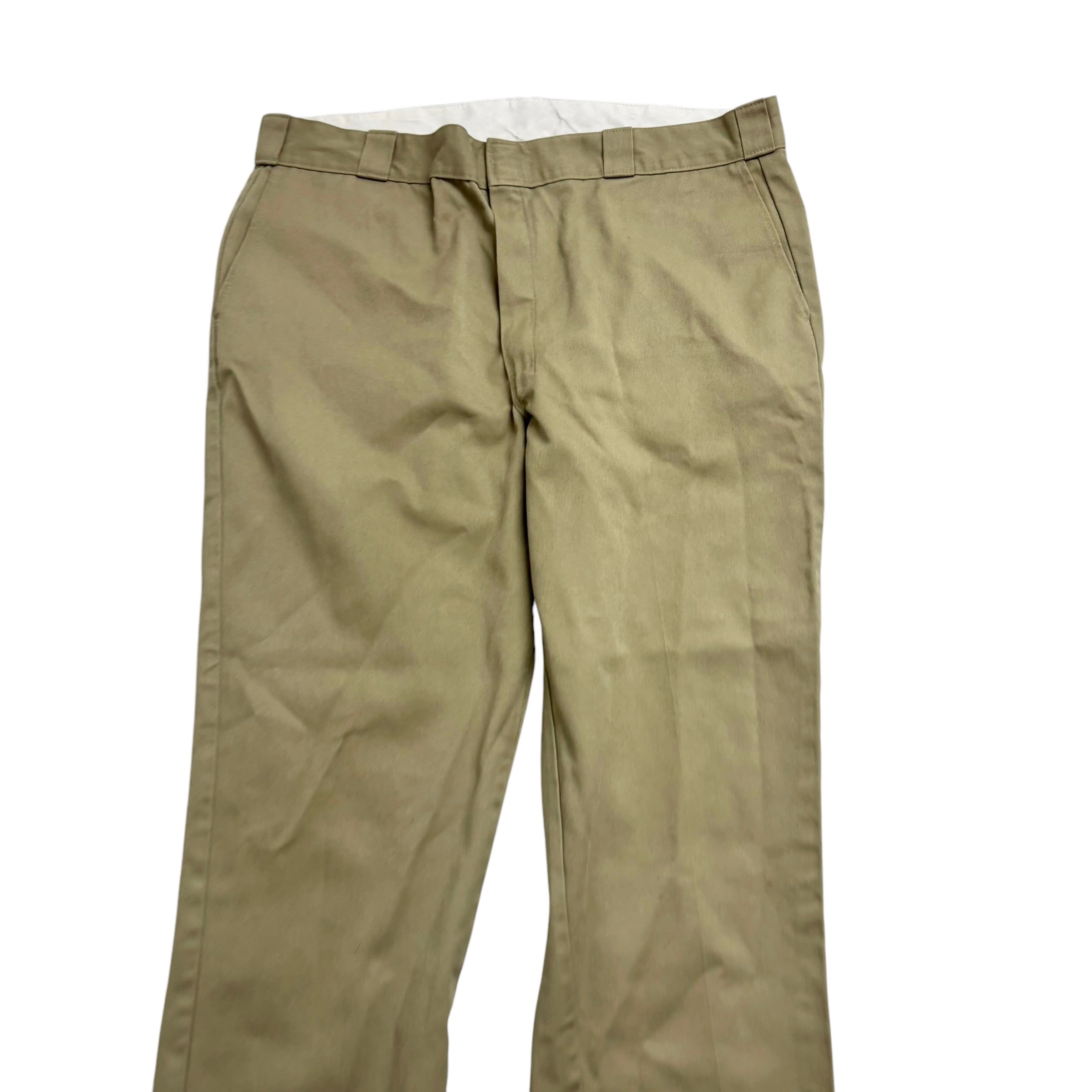Dickies 874 Trousers W42 L30 Mens Beige Khaki Pants Original Fit Workwear