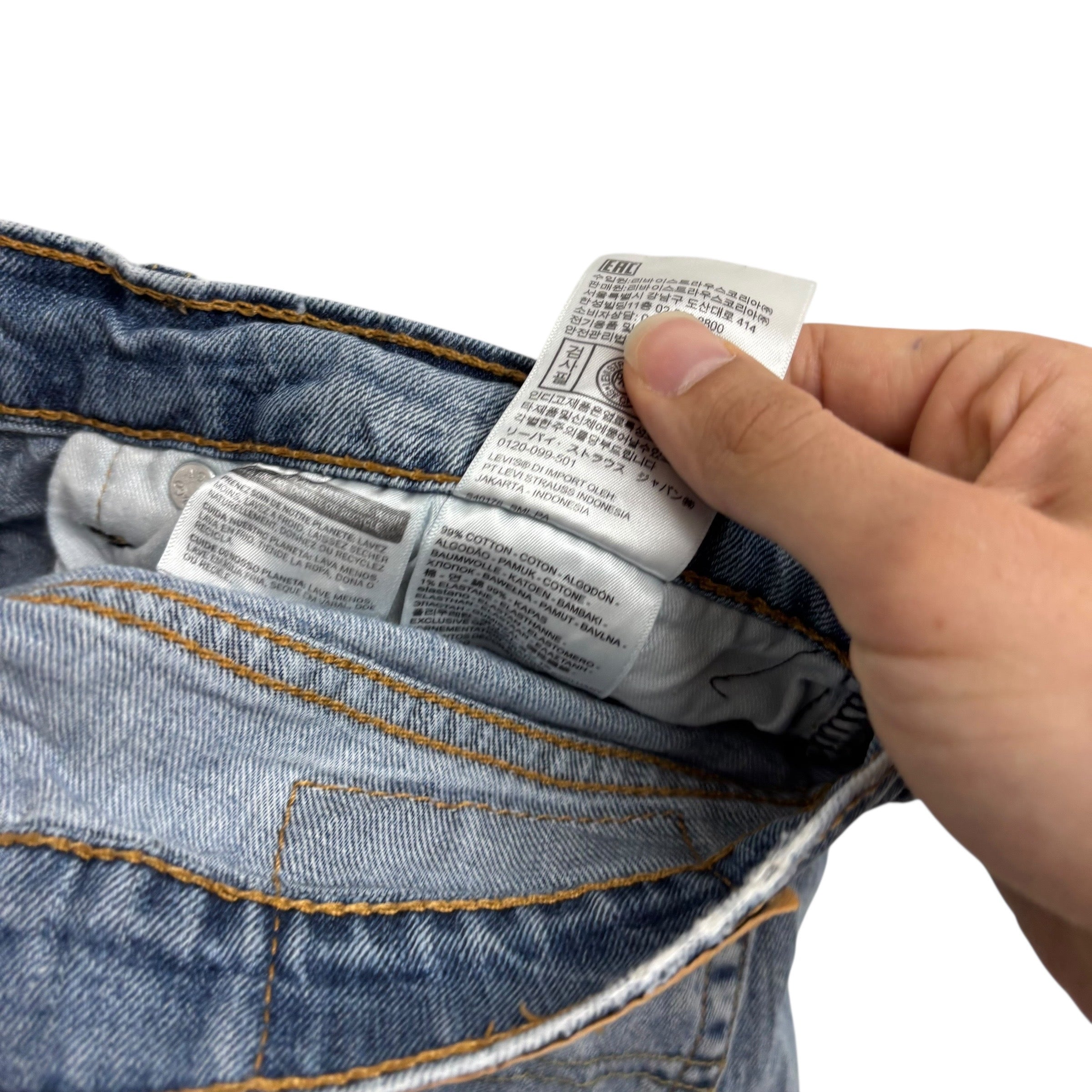 Levis 505 Jeans W33 L30 Mens Light Blue Regular Straight Fit Stretch Denim