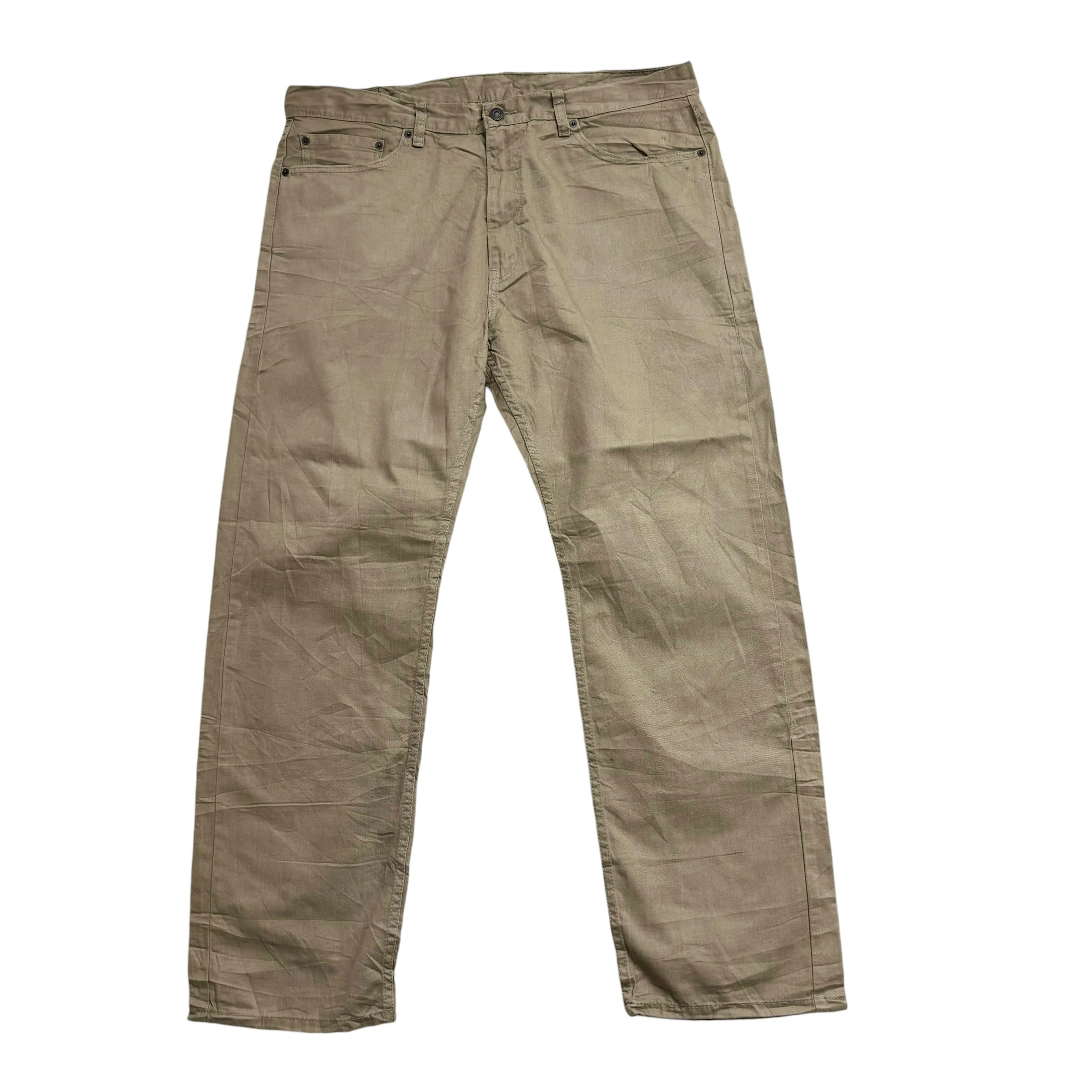 Levis 505 Trousers W40 L30 Mens Beige Tan Regular Straight Fit Cotton Pants