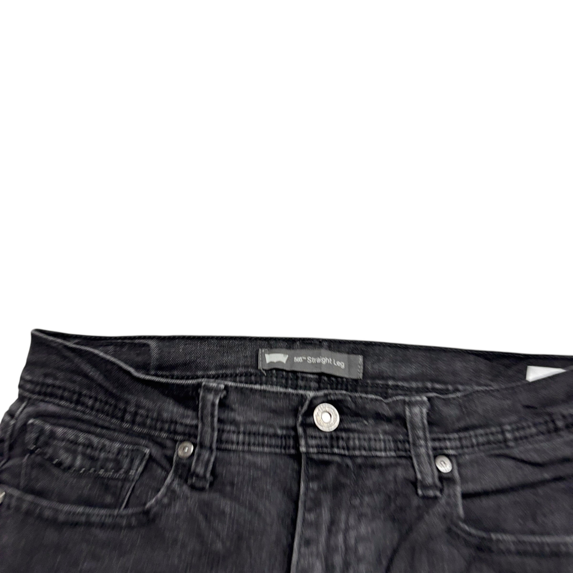 Levis 505 Jeans W29 L30 Womens Regular Straight Fit Black Stretch Denim (E)