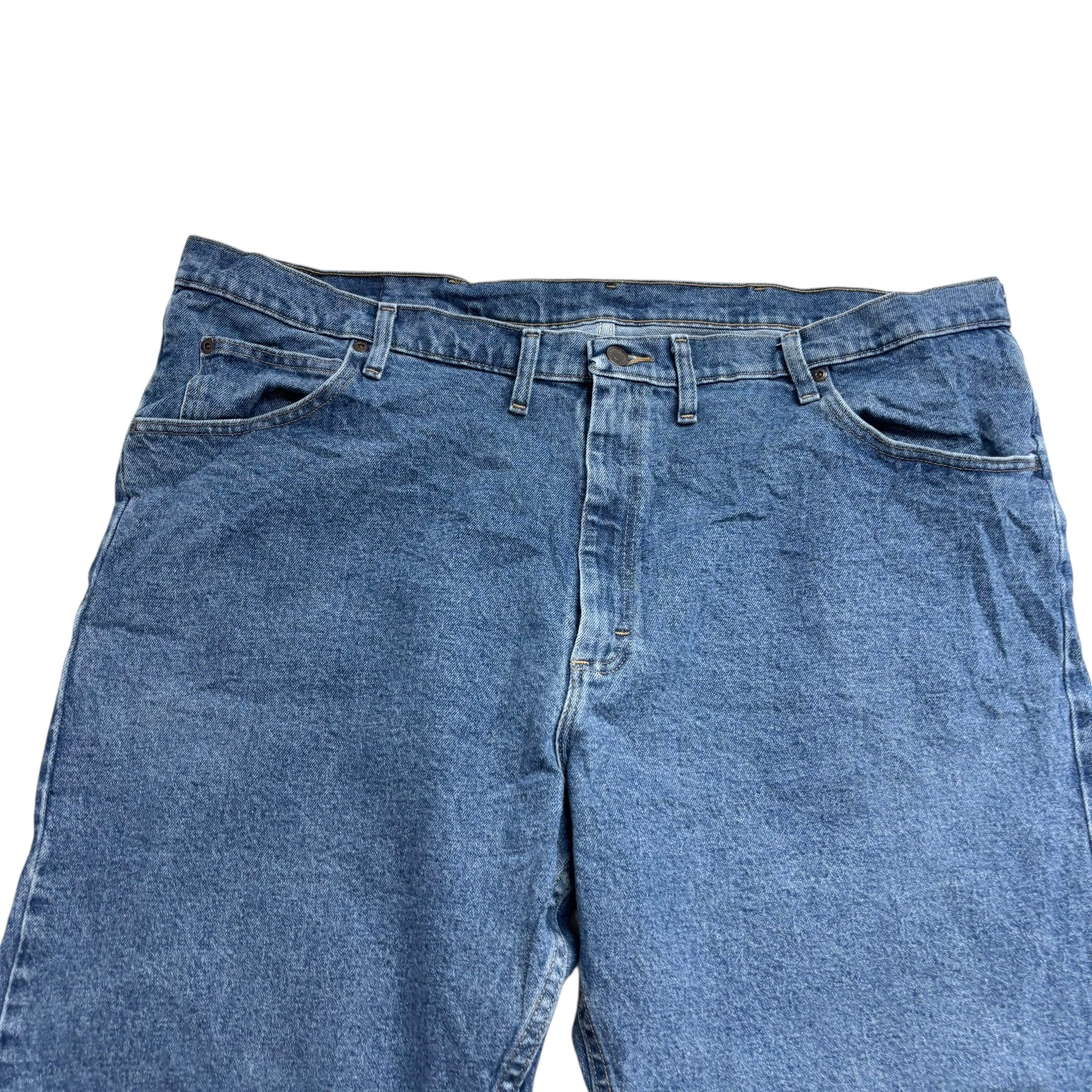 Wrangler Jeans W46 L30 Mens Mid Blue Relaxed Straight Fit Stretch Denim (E)