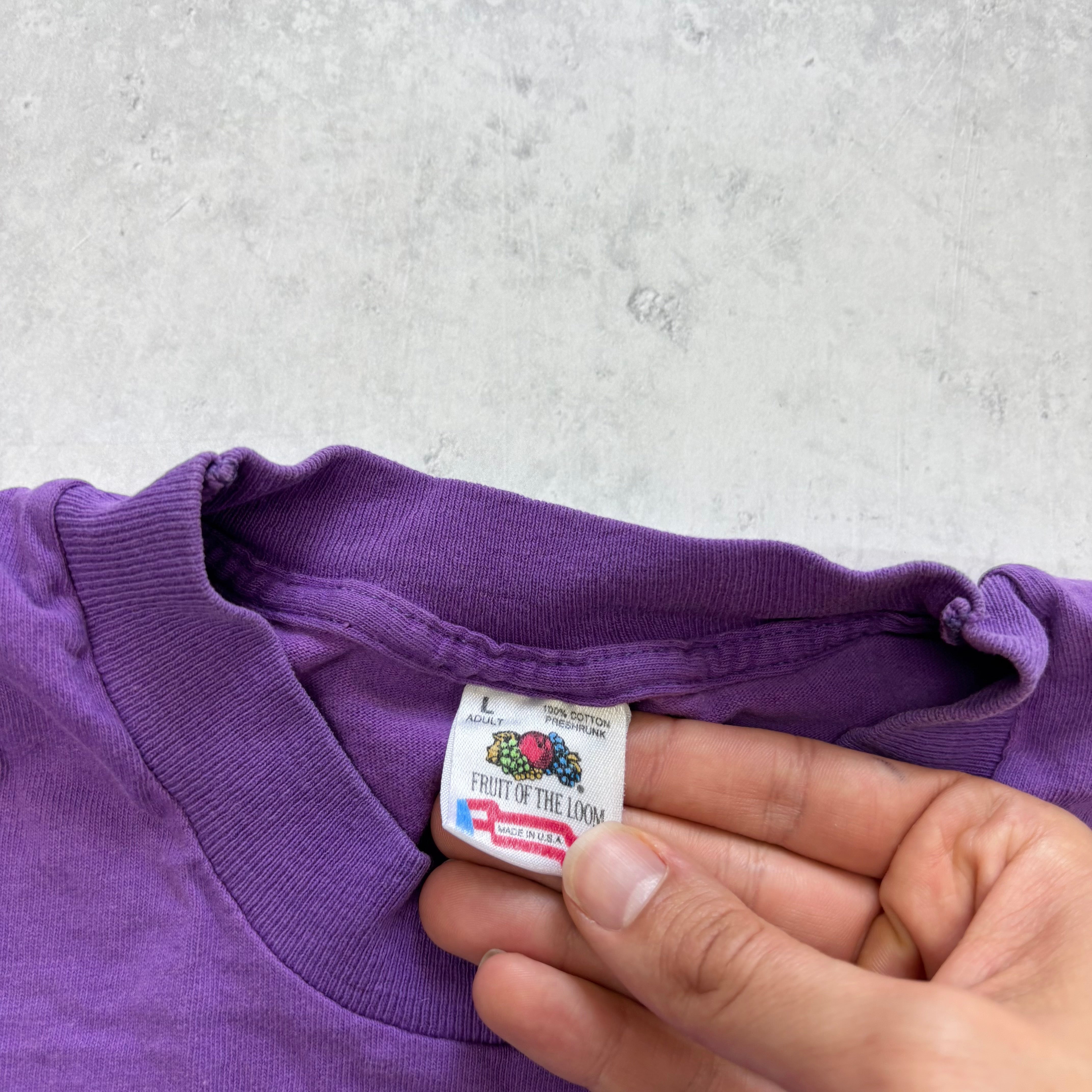 Vintage T Shirt Mens Large Purple Single Stitch Graphic Print 90s Tourist