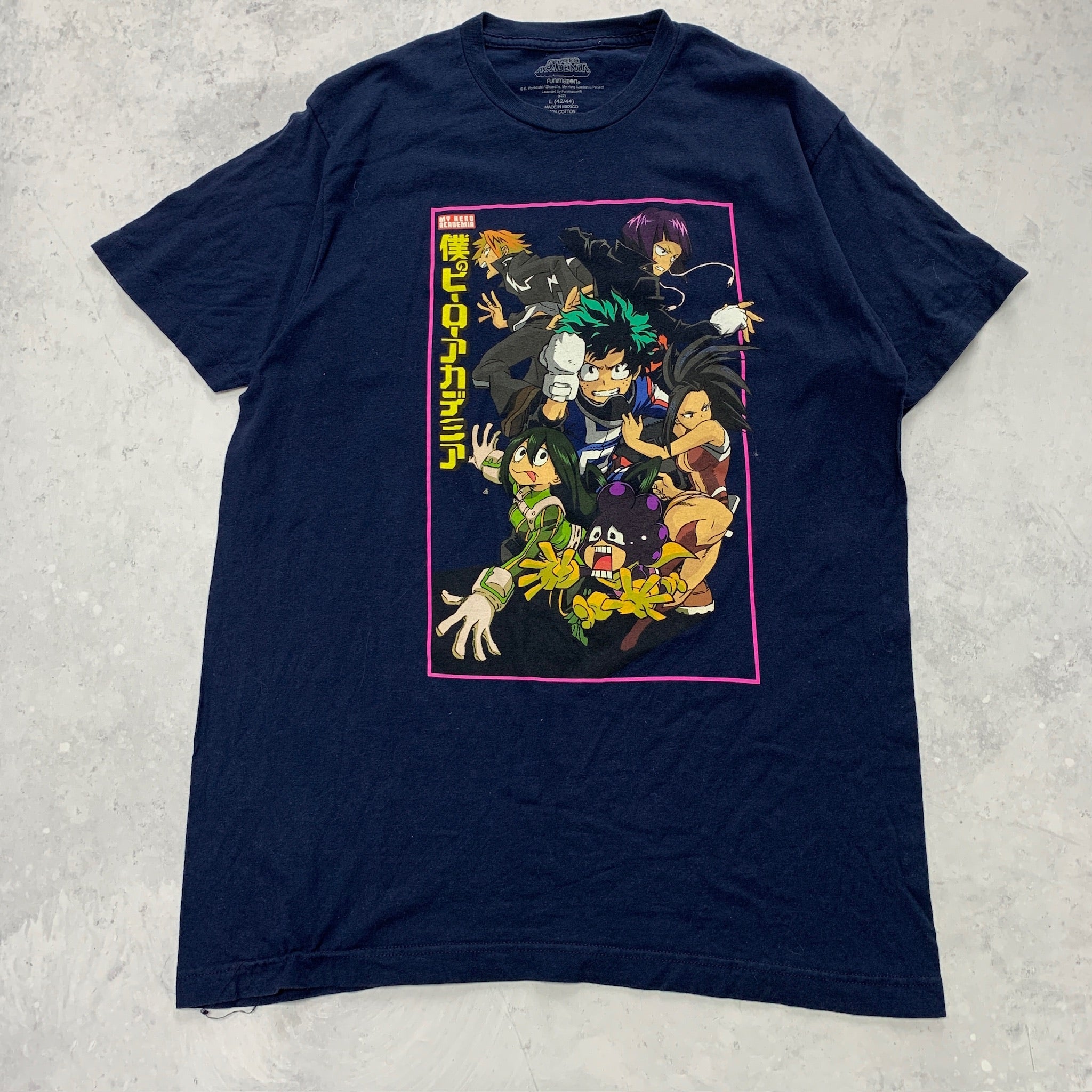 Anime T Shirt Mens Large Navy Blue My Hero Academia Y2K Cartoon