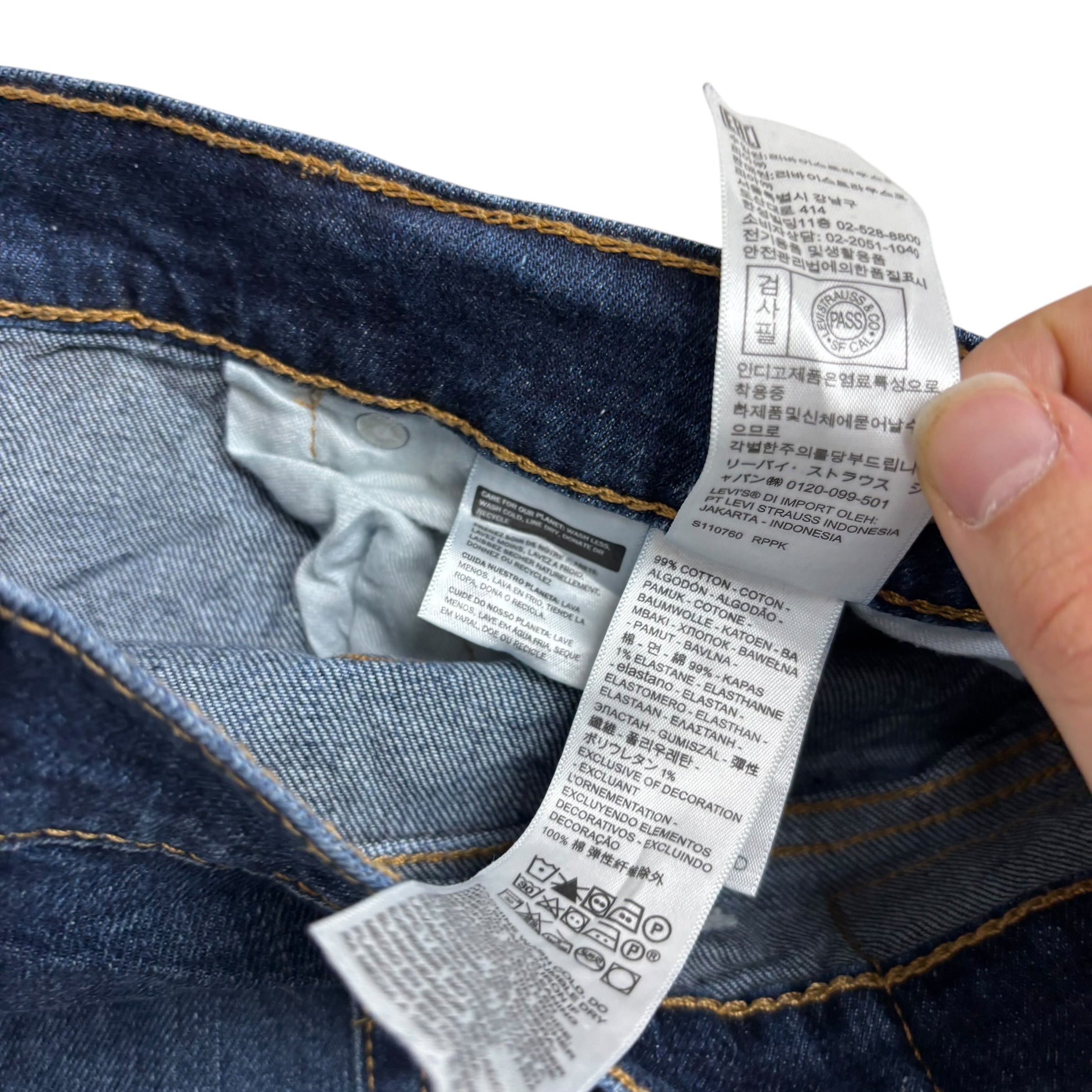 Levis 505 Jeans W38 L32 Mens Dark Blue Regular Straight Fit Stretch Denim (E)