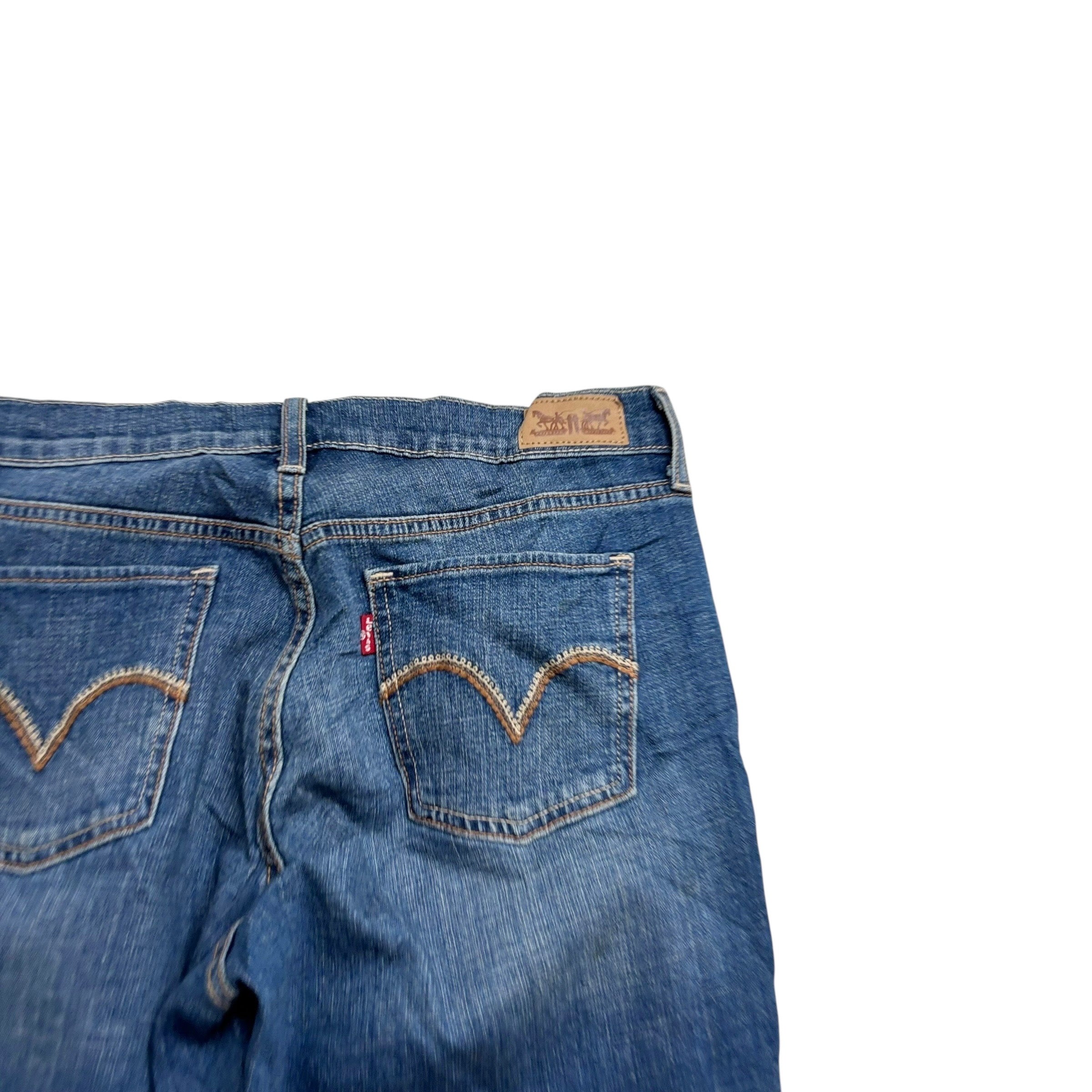 Levis 515 Jeans W29 L32 Womens Regular Bootcut Mid Blue Stretch Denim (E)