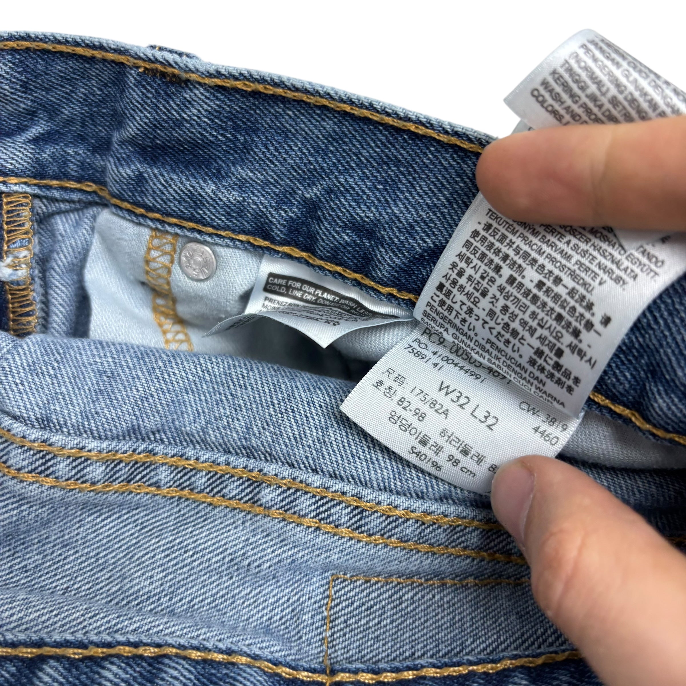 Levis 505 Jeans W32 L32 Mens Light Blue Regular Straight Fit Denim (F)