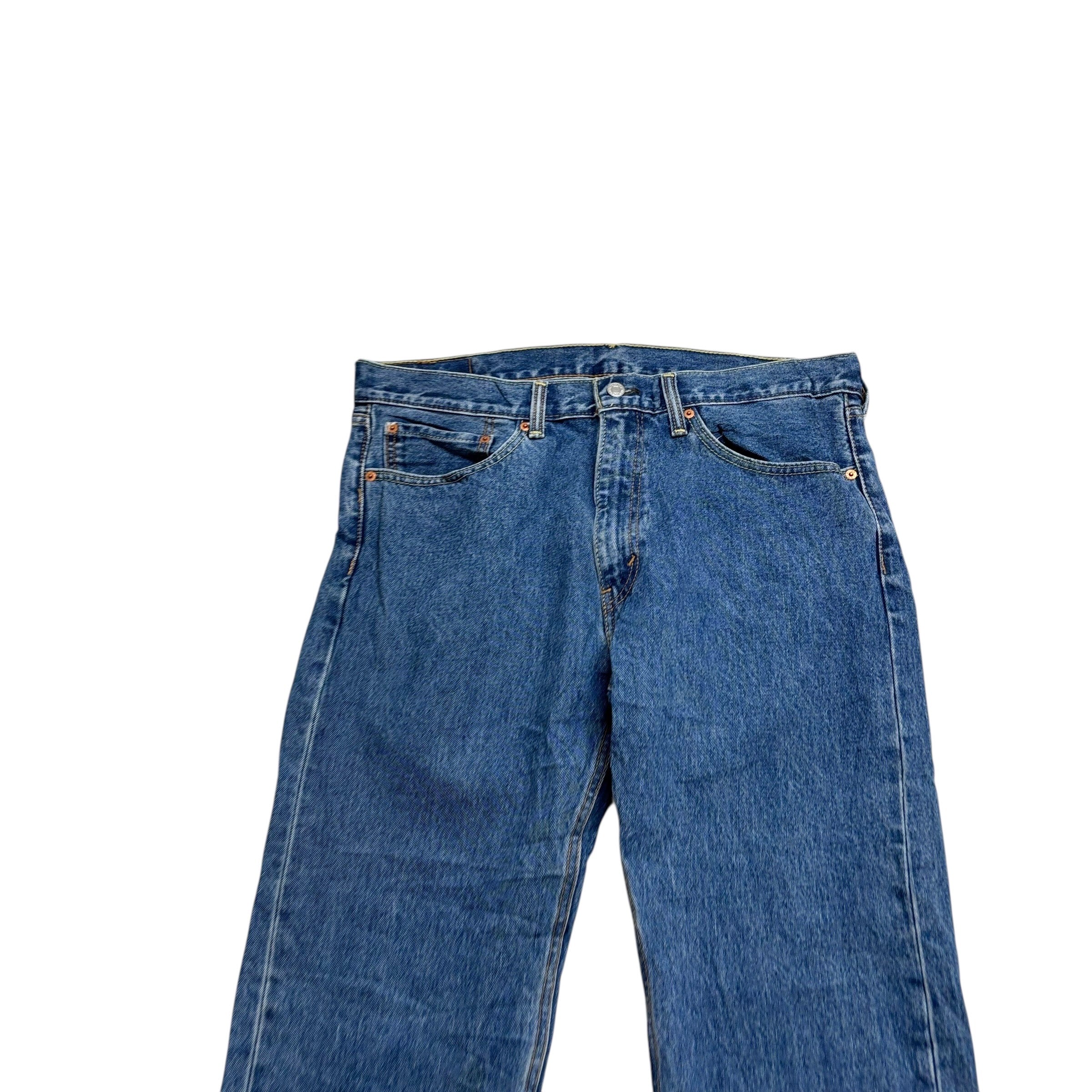 Levis 505 Jeans W36 L30 Mens Mid Blue Regular Straight Fit Denim (E)