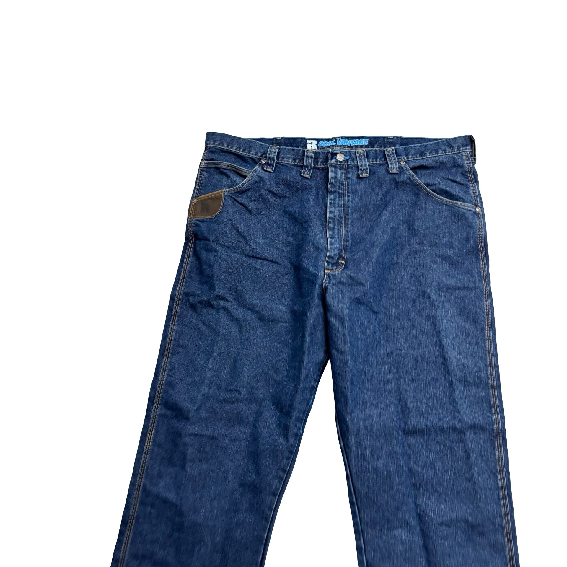 Wrangler Jeans W44 L34 Mens Dark Blue Relaxed Straight Fit Vintage Denim (E)