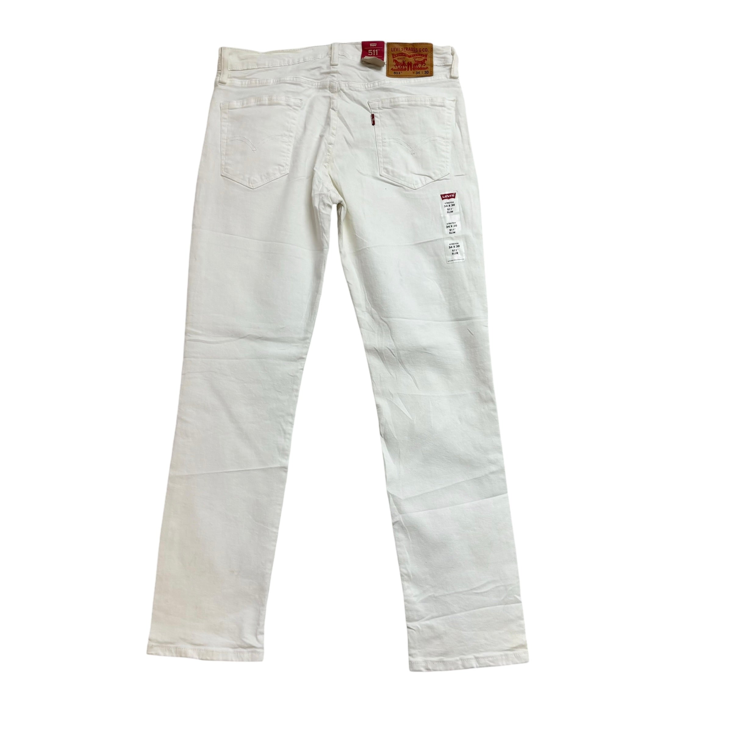 Levis 511 Jeans W34 L30 Mens White Slim Fit Stretch Denim