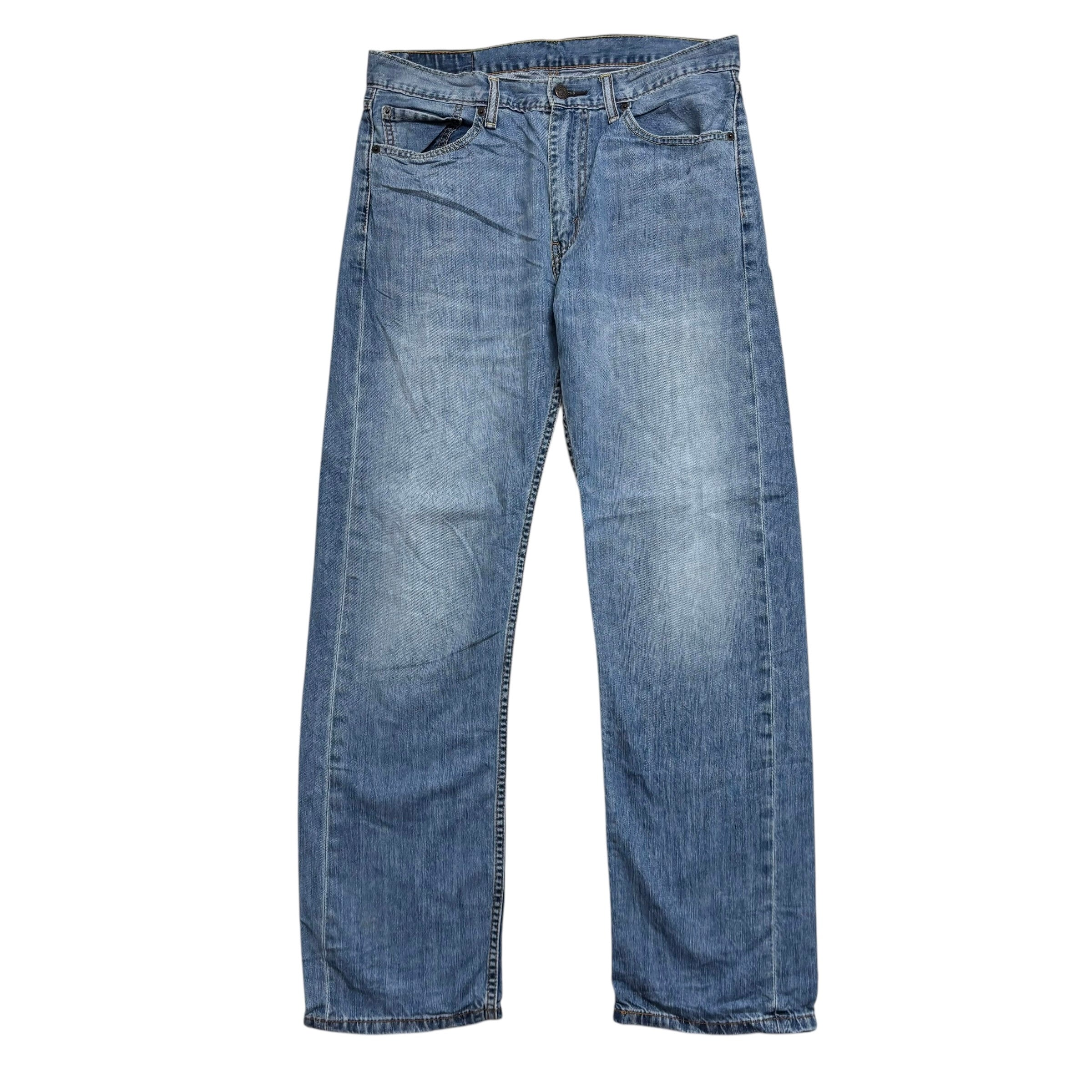 Levis 505 Jeans W33 L32 Mens Mid Blue Regular Straight Fit Denim (E)