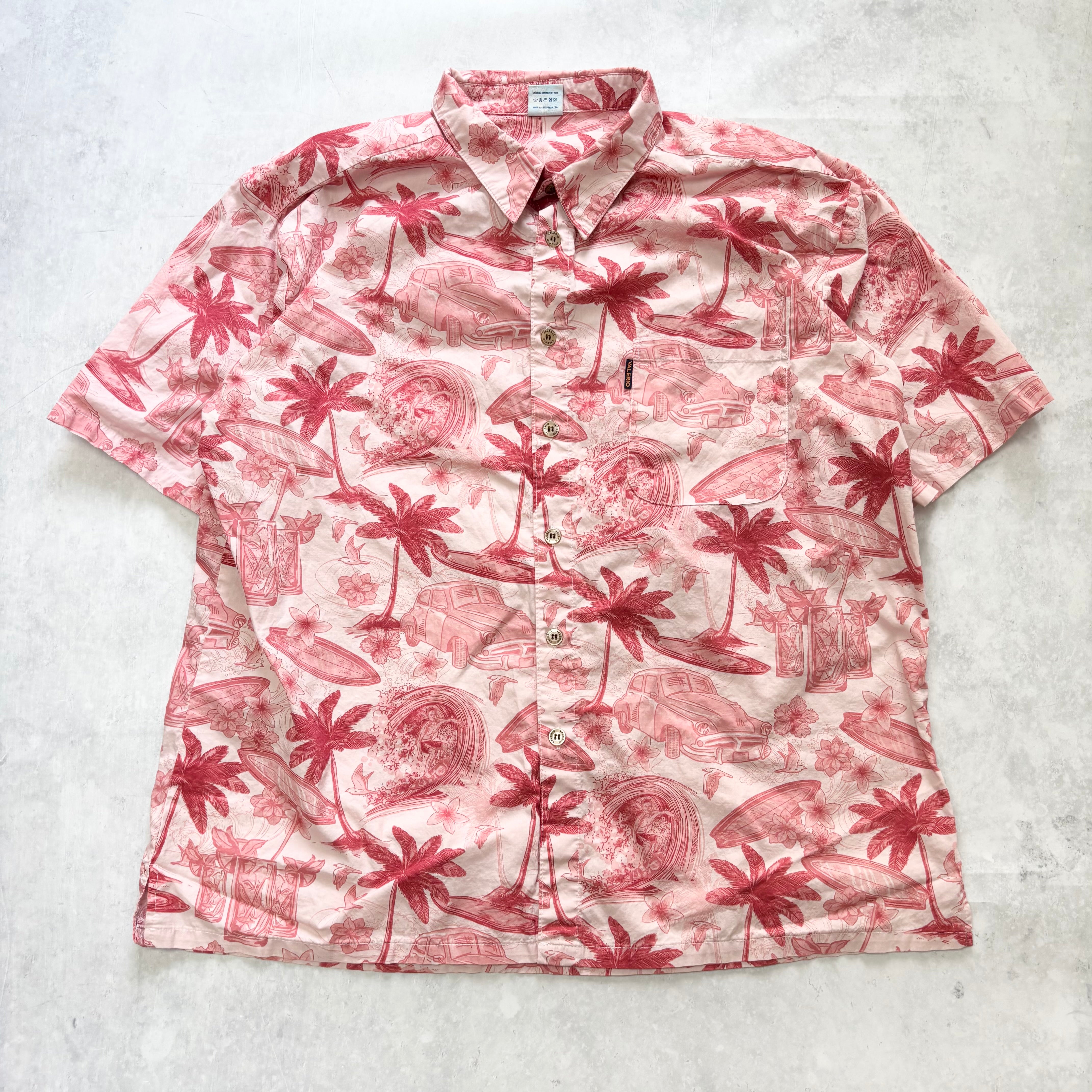 Hawaiian Shirt Mens XL Pink Floral Aloha Short Sleeve Cotton Funky (E)