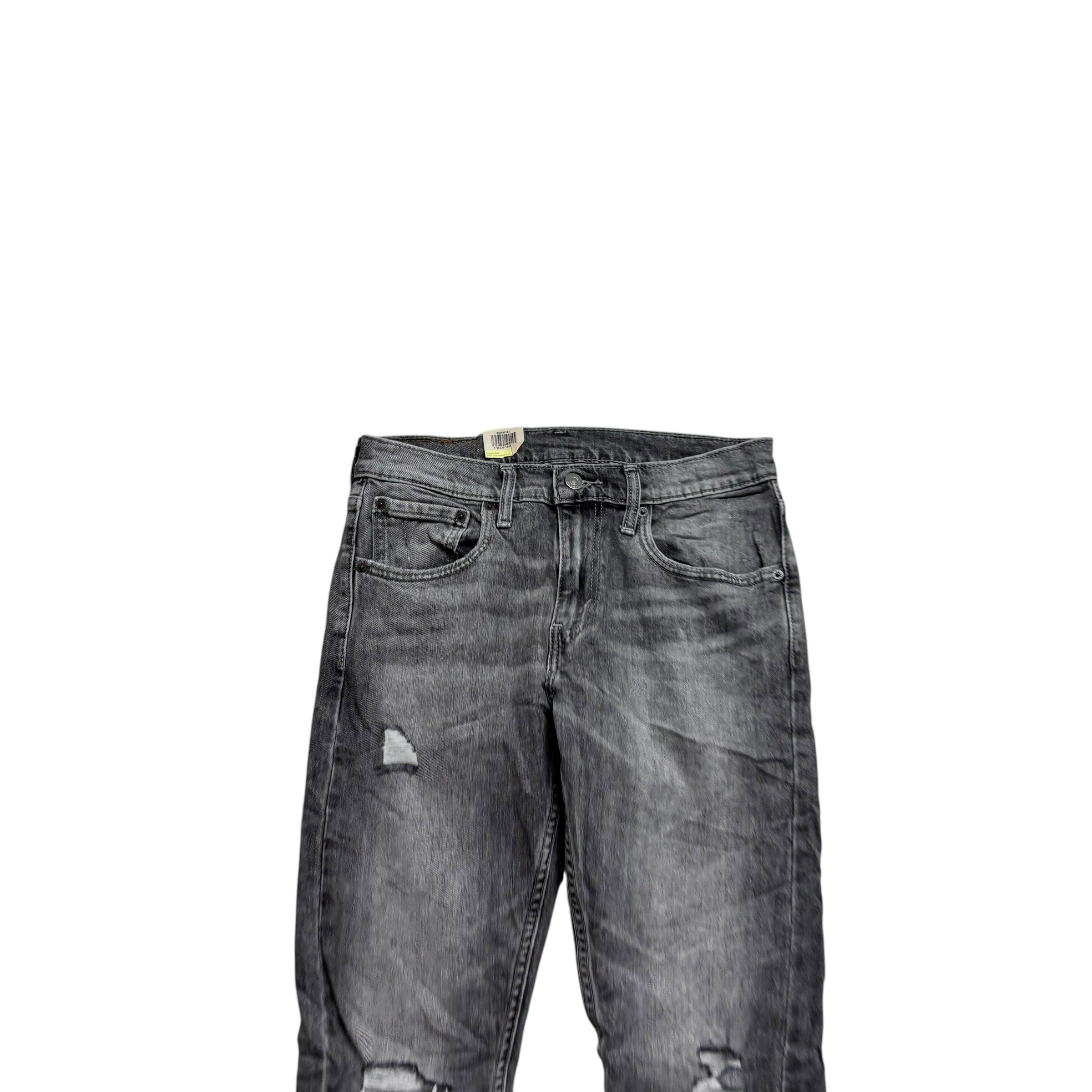 Levis Skinny Tapered Fit Jeans W30 L32 Mens Grey Distressed Stretch Denim (E)