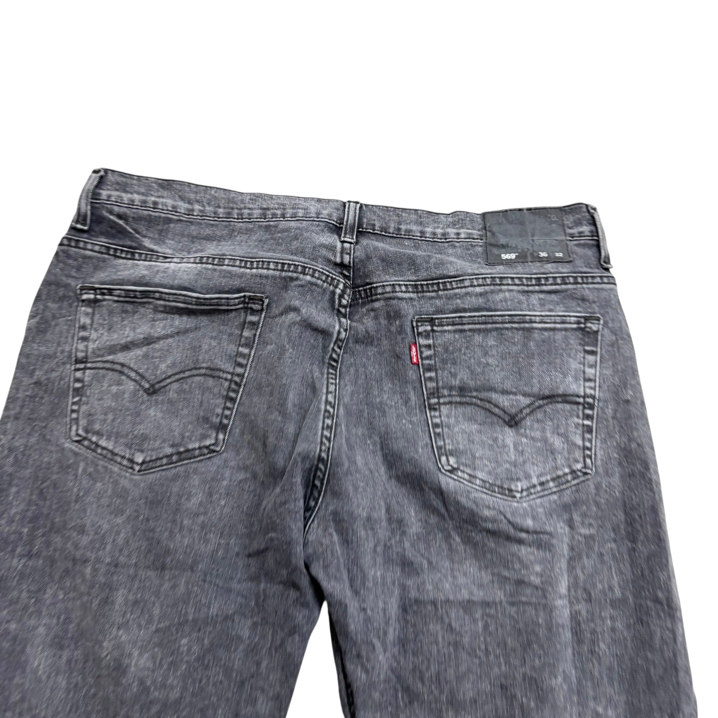 Levis 569 Jeans W36 L32 Mens Grey Baggy Relaxed Straight Fit Stretch Denim