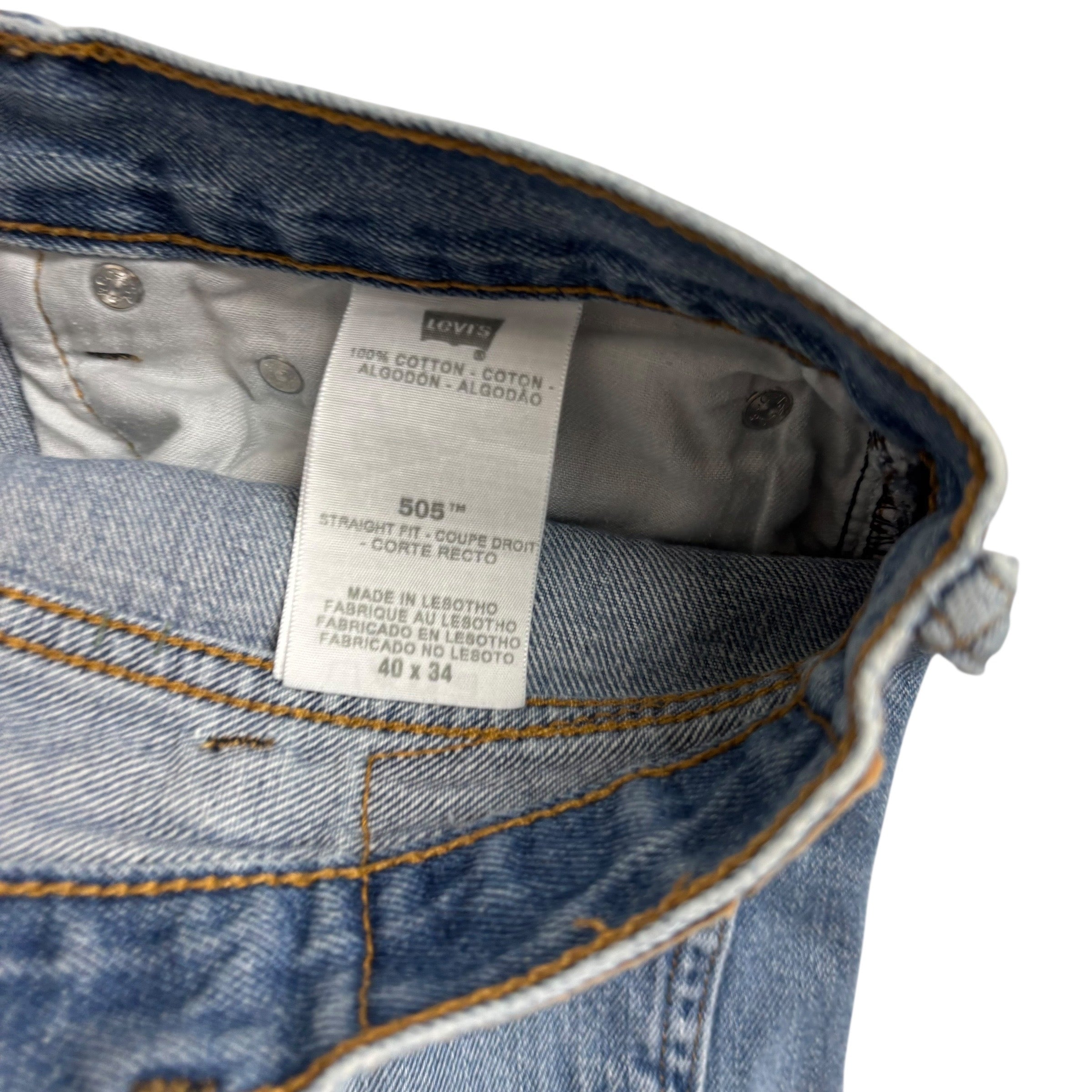 Levis 505 Jeans W40 L34 Mens Light Blue Regular Straight Fit Vintage Denim